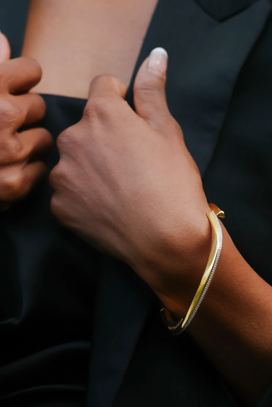 Squircle Open Bangle In Gold Vermeil