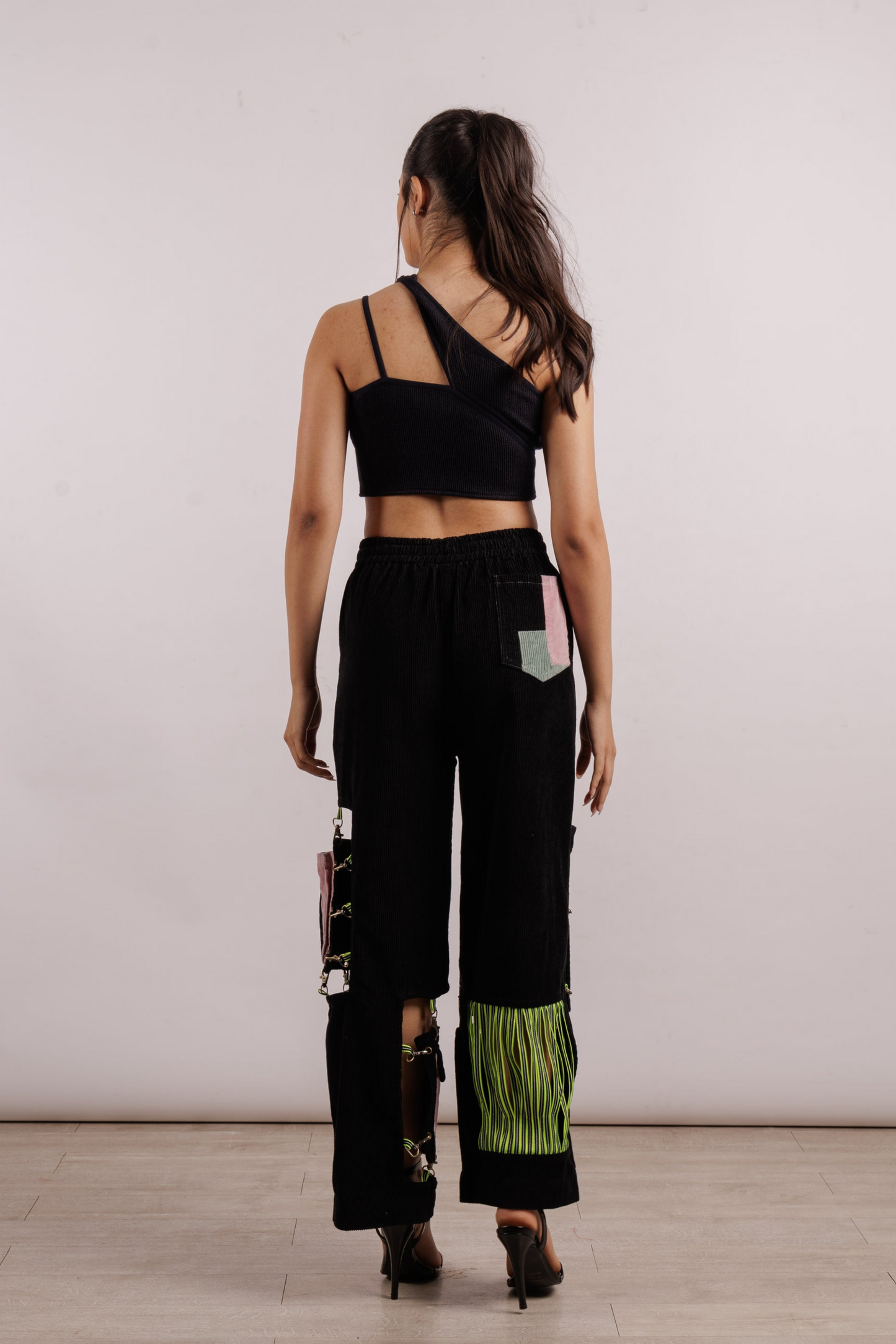 Black Hollow Cut Track Pants