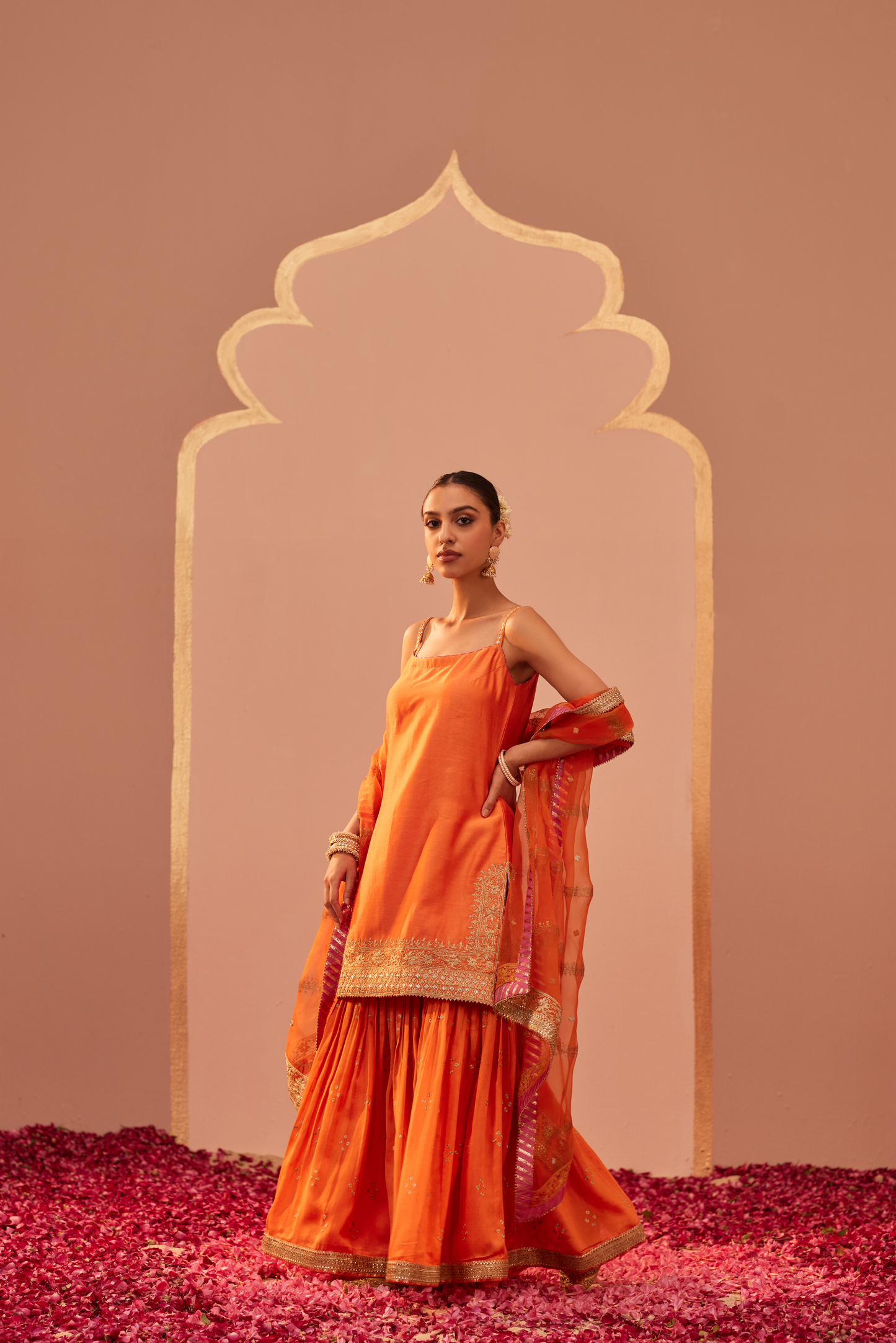 Yasmin Kurta Garara Set - Tangerine Orange