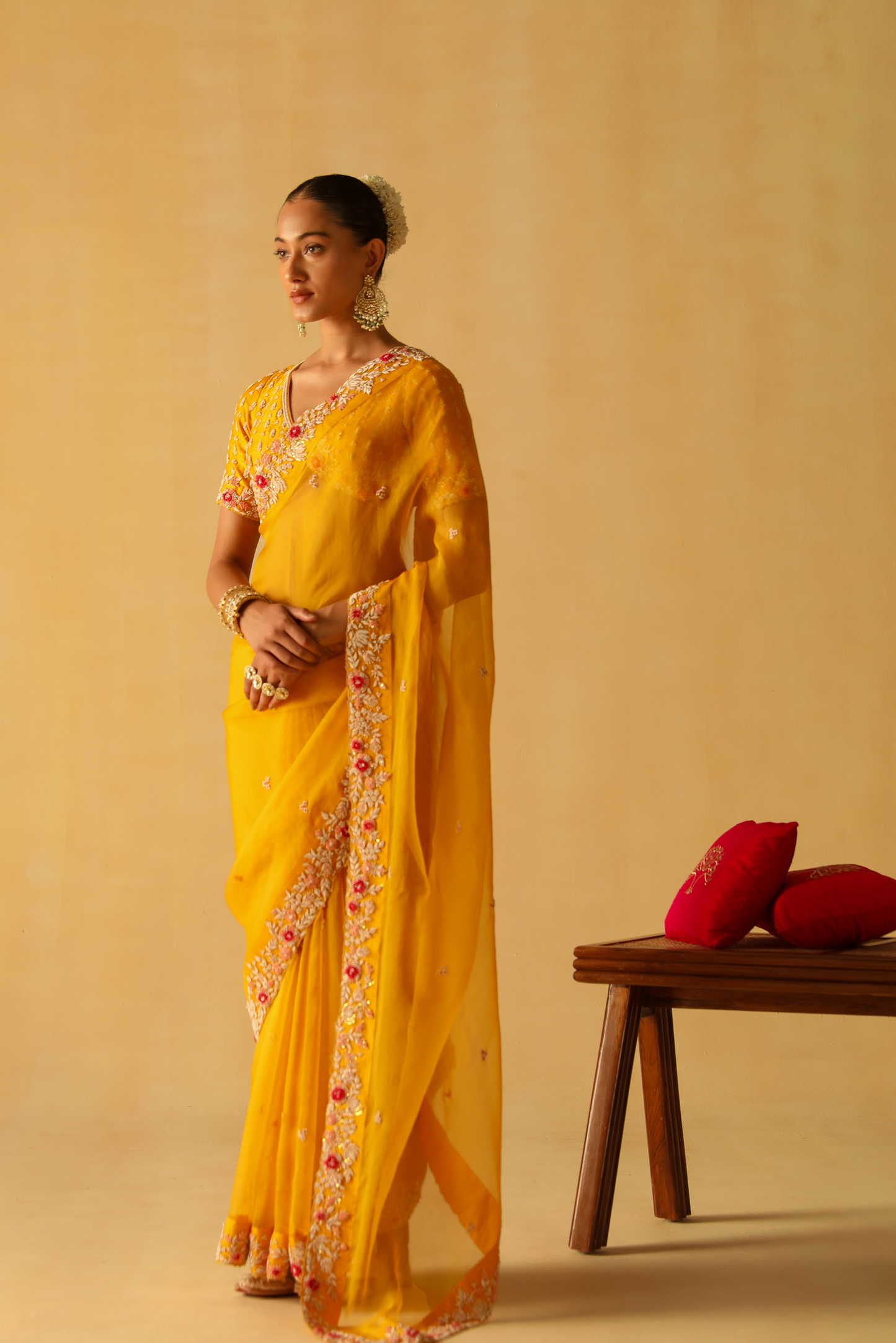 Afsa - Mustard Saree Set