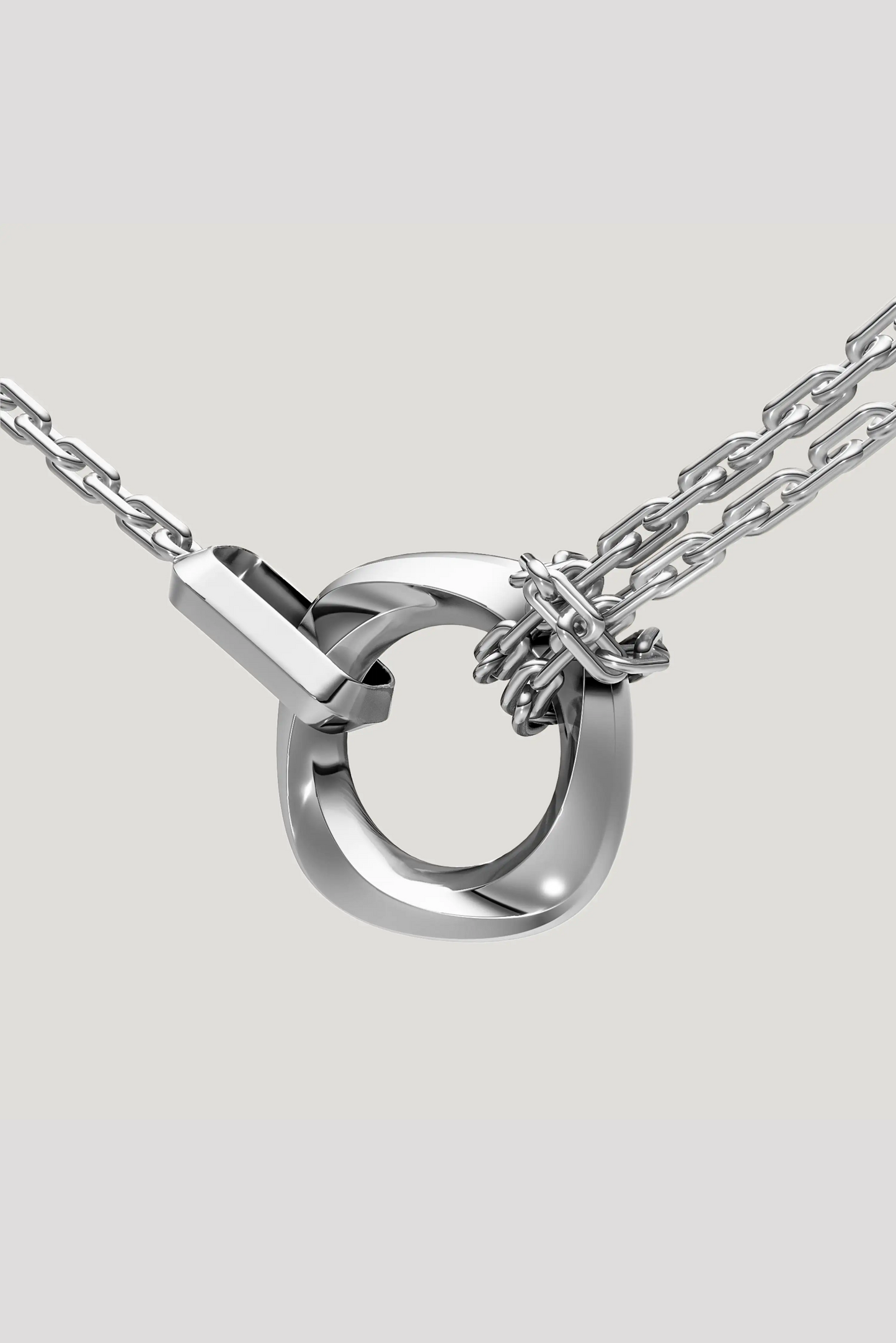 Squircle Pendant With Knotted Chain In Sterling Silver