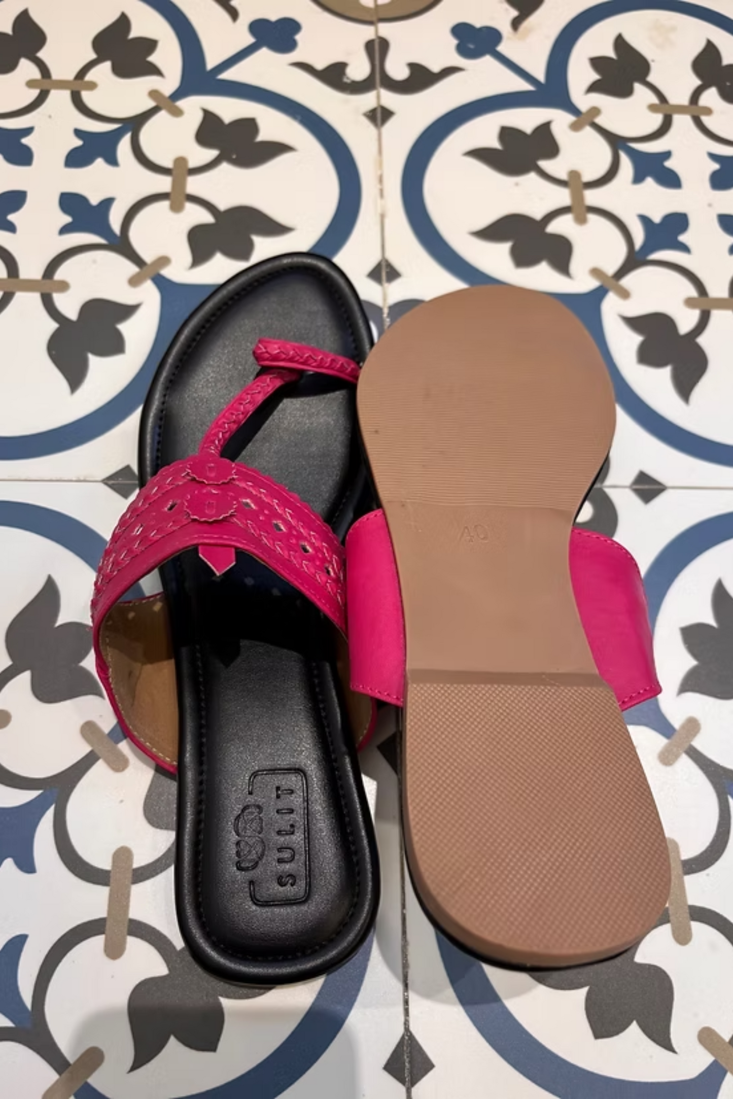 Black and Hot Pink Flats