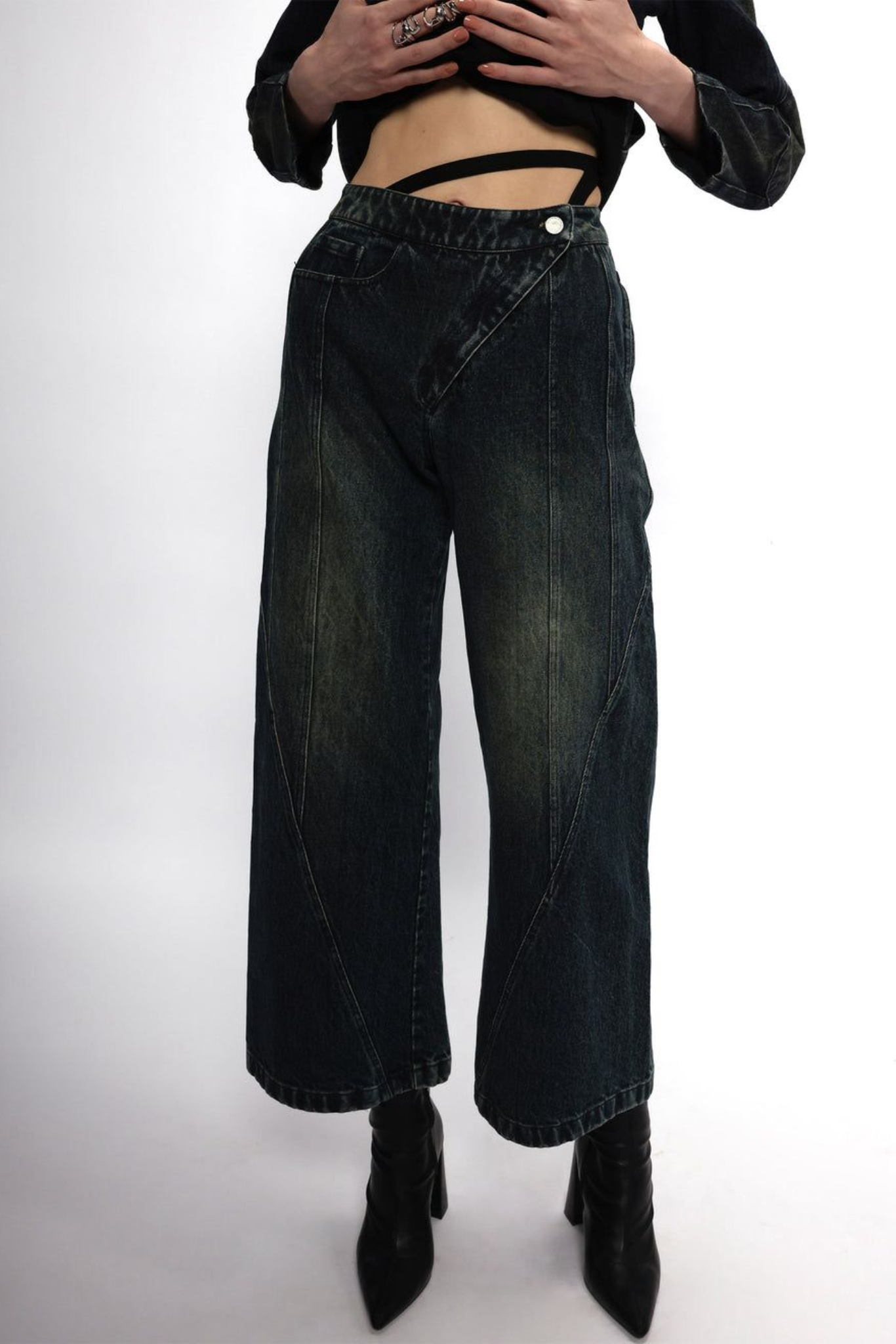Asymmetrical Denim Pants