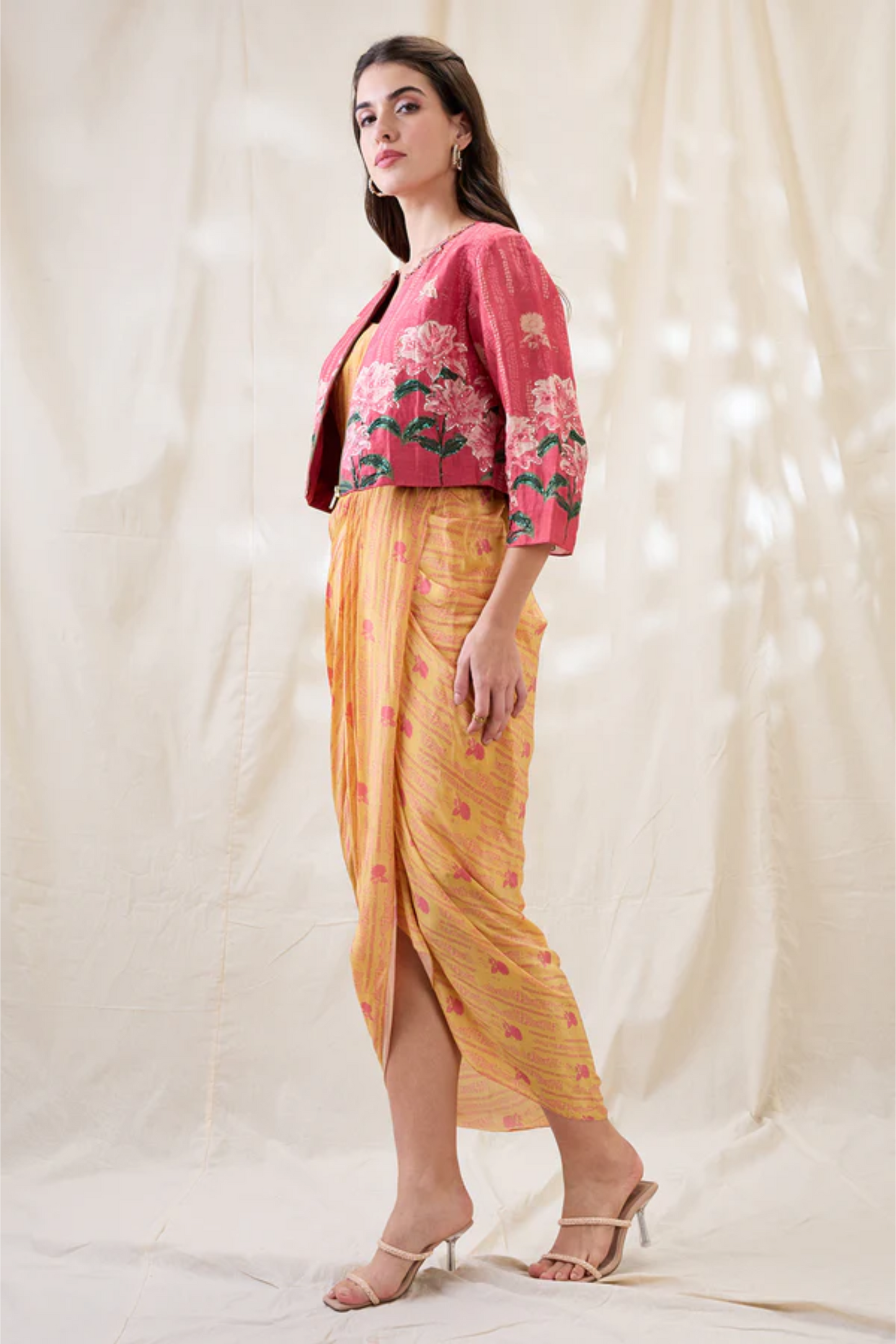 Ravya Embellished Drape Dress Set