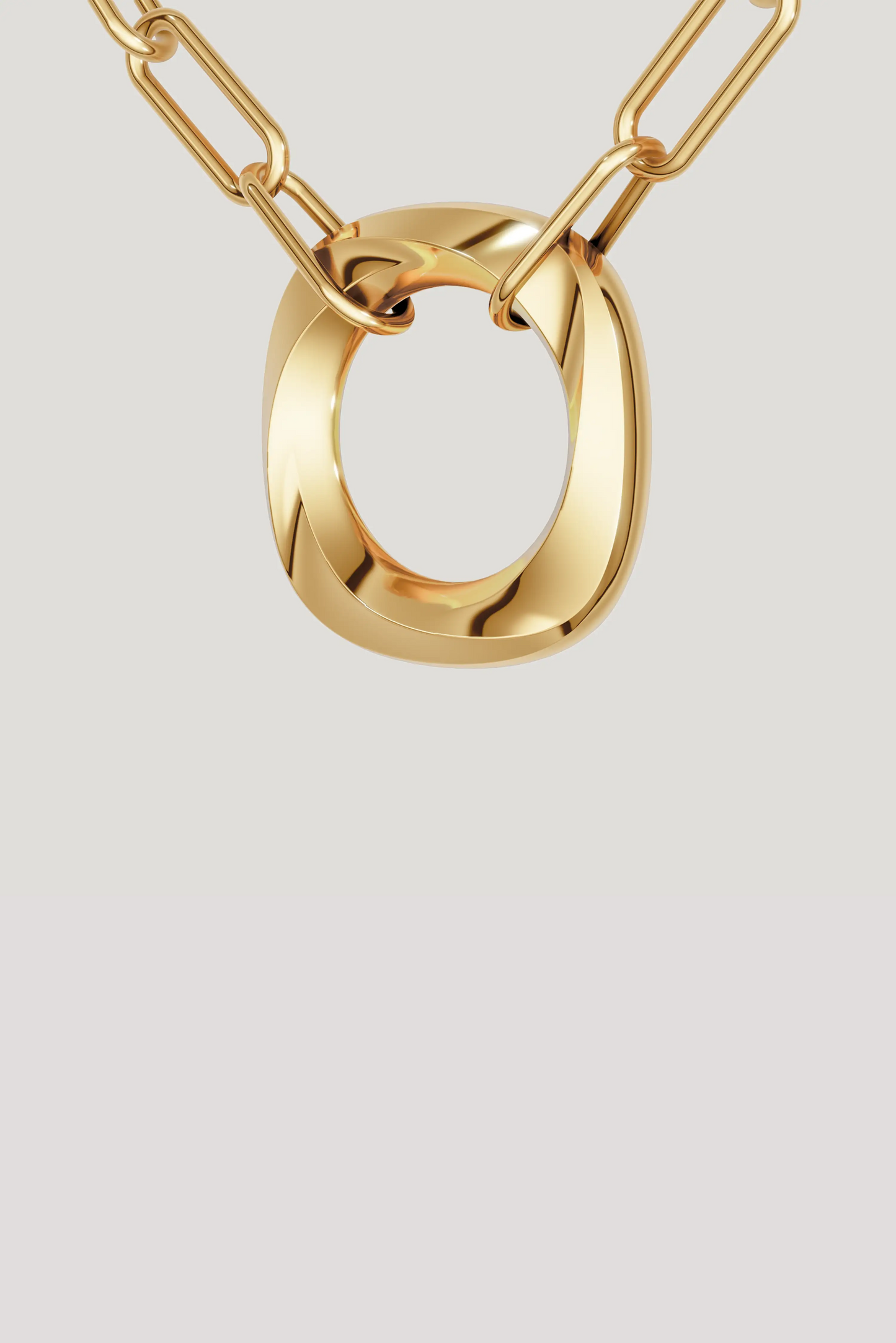 Squircle Pendant With Paperclip Chain In Gold Vermeil