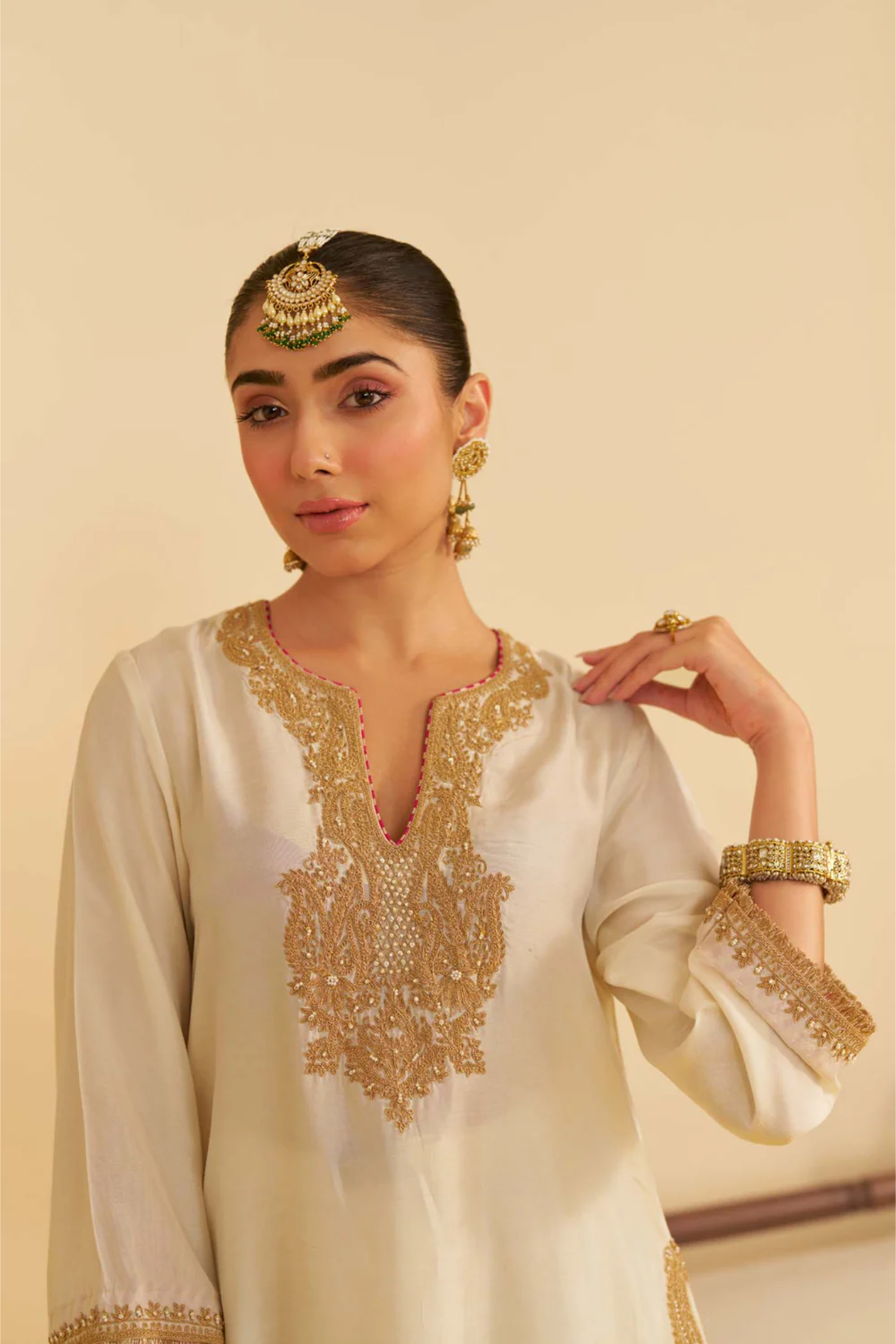 Amaya - Daisy Ivory Long Kaftan With Salwar and Dupatta