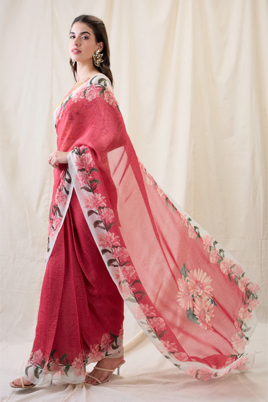 Ravya Embellished Pre-Stitched Saree Set