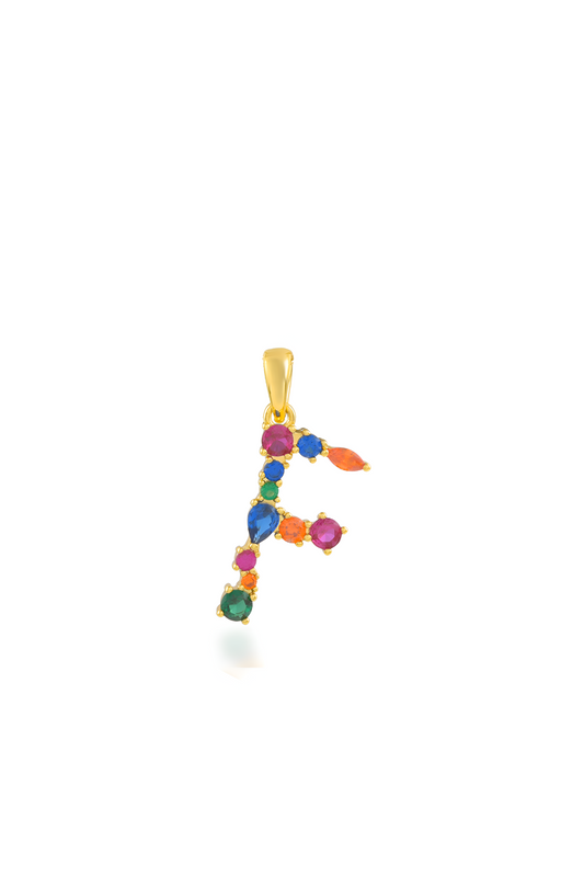 Multi Gemstone Alphabets Necklace - F