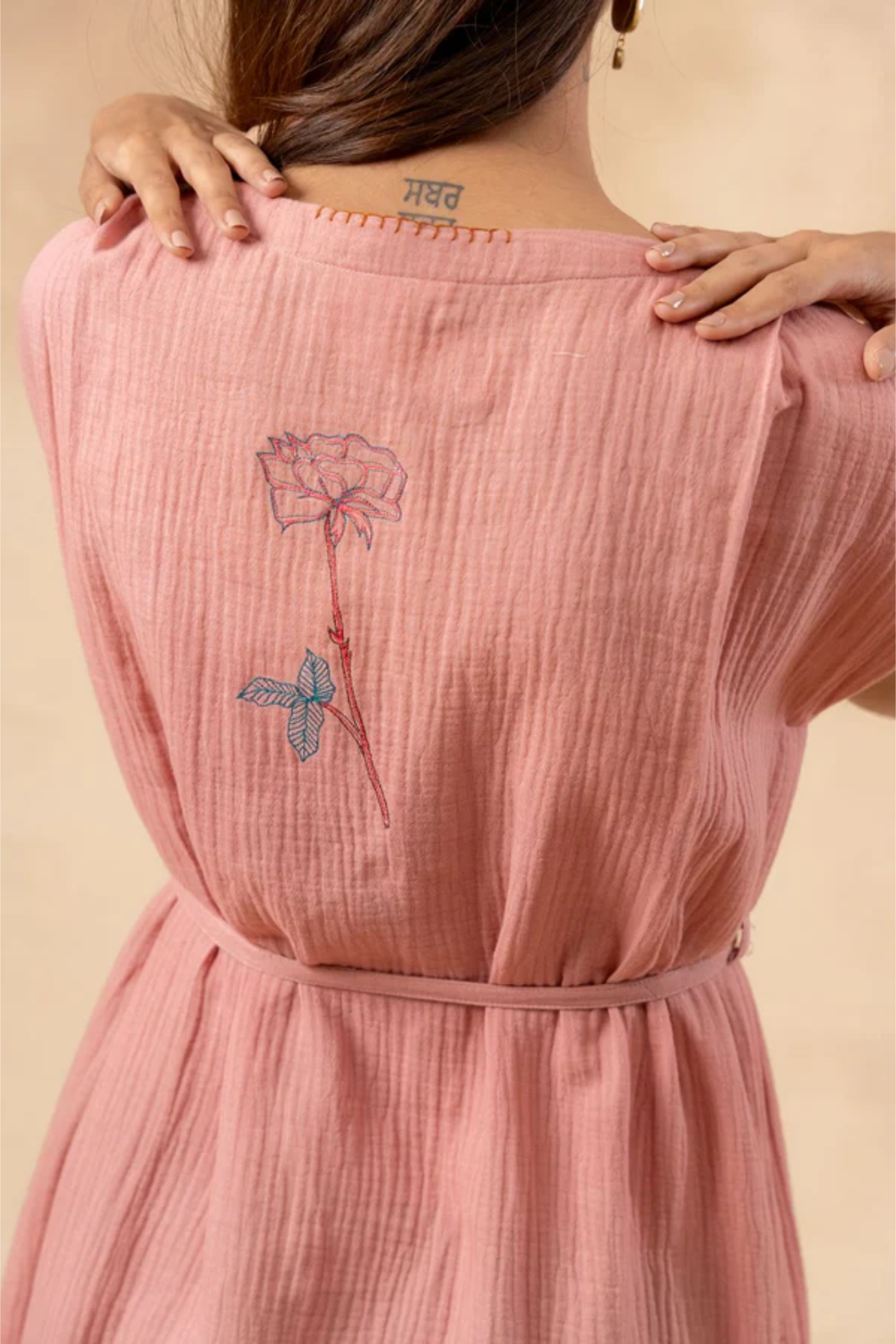 ERNA ORGANIC COTTON DRESS WITH WAIST BELT