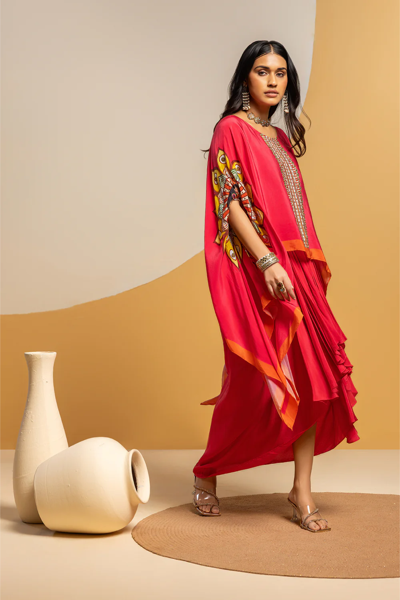 Taarani embellished drape skirt set