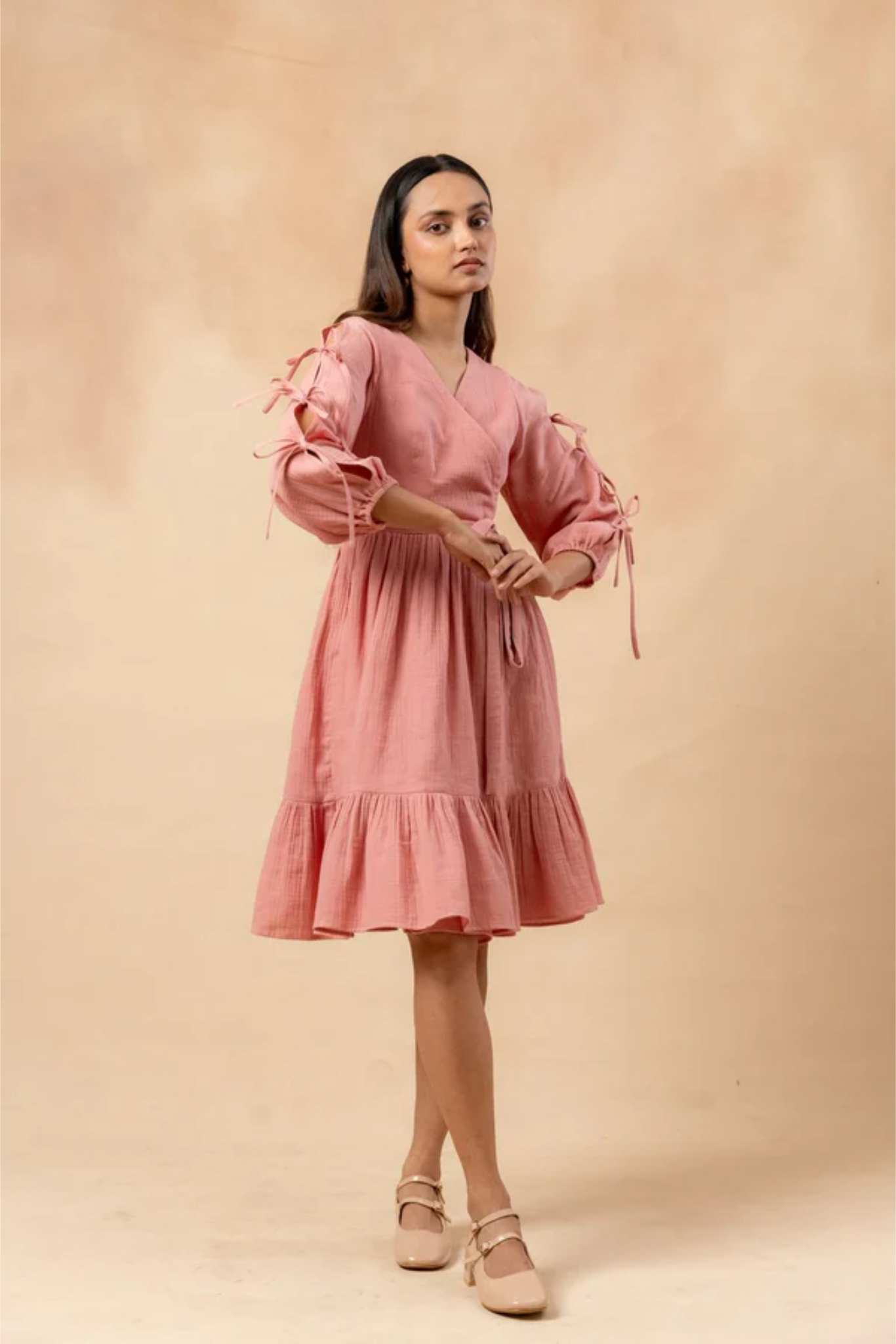 PETAL BELTED DRESS
