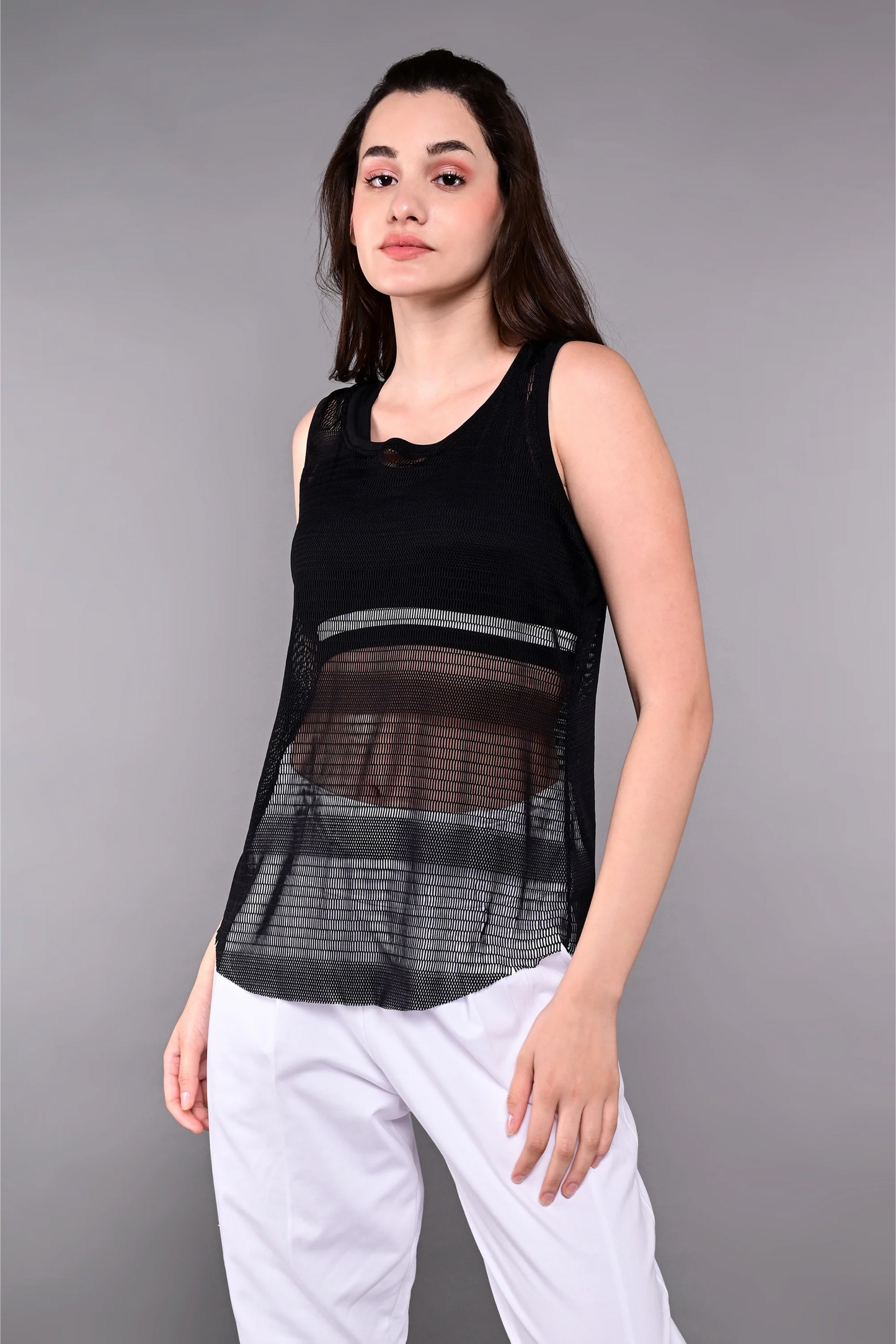 Black Netted Tank Top