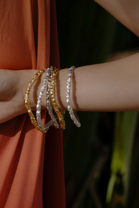 Rugged Texture Oxidized Finish Bangle