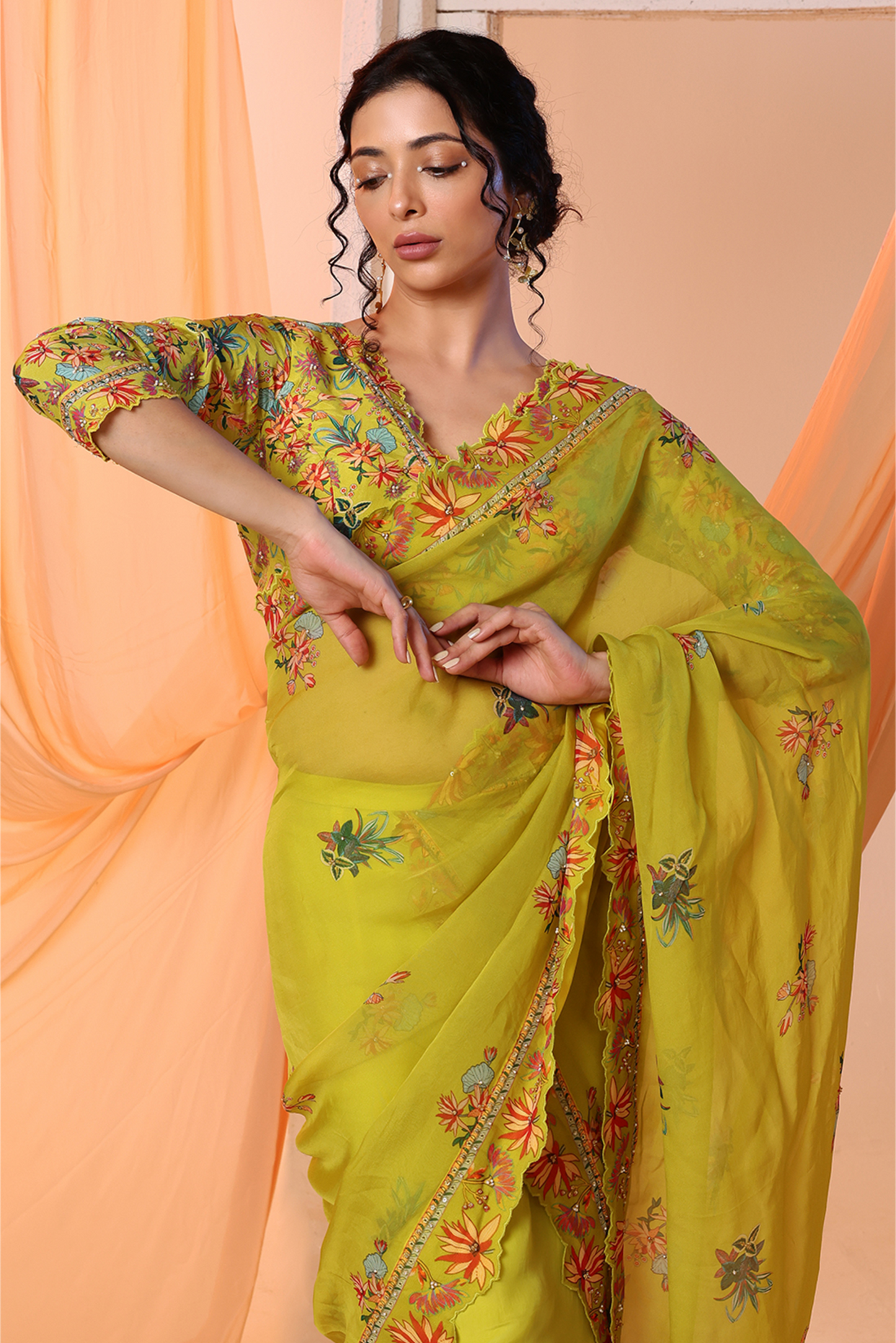 Aarani Embroidered Pre-stitch Saree set