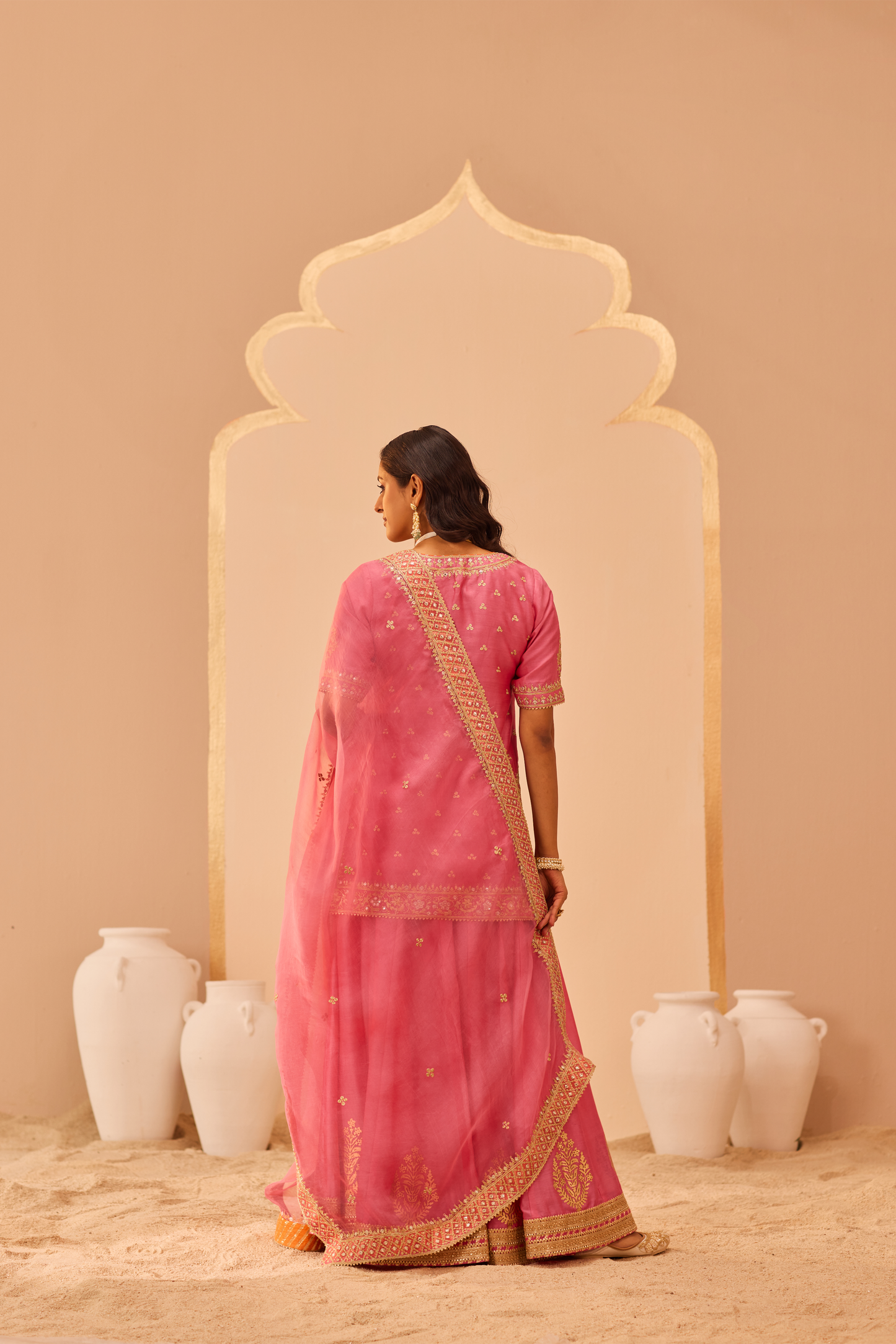 Faaiza Kurta Lehenga Set - Flamingo Pink