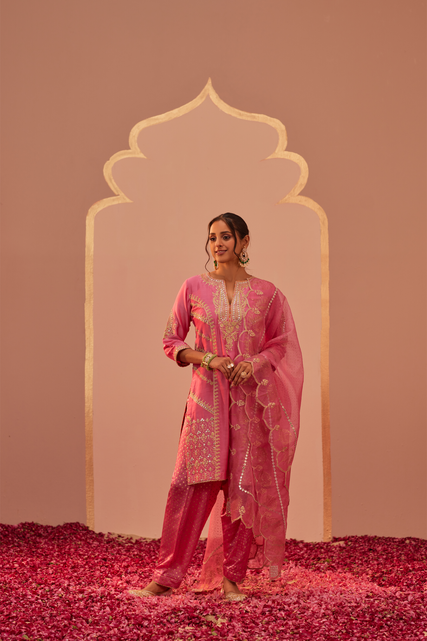 Rashida Kurta Salwar Set - Flamingo Pink