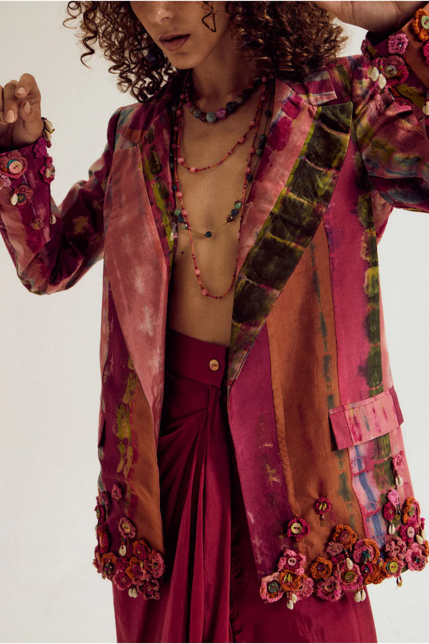 Laburnum Tie Dye Blazer- Fuchsia / Peach