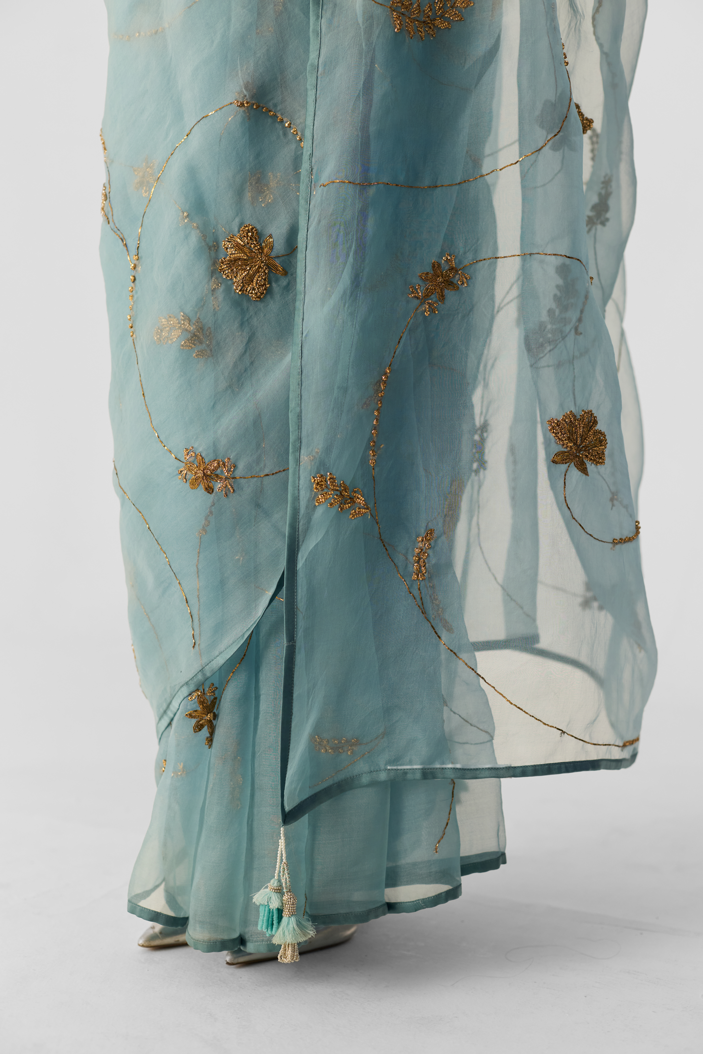 Blue Embroidered Saree