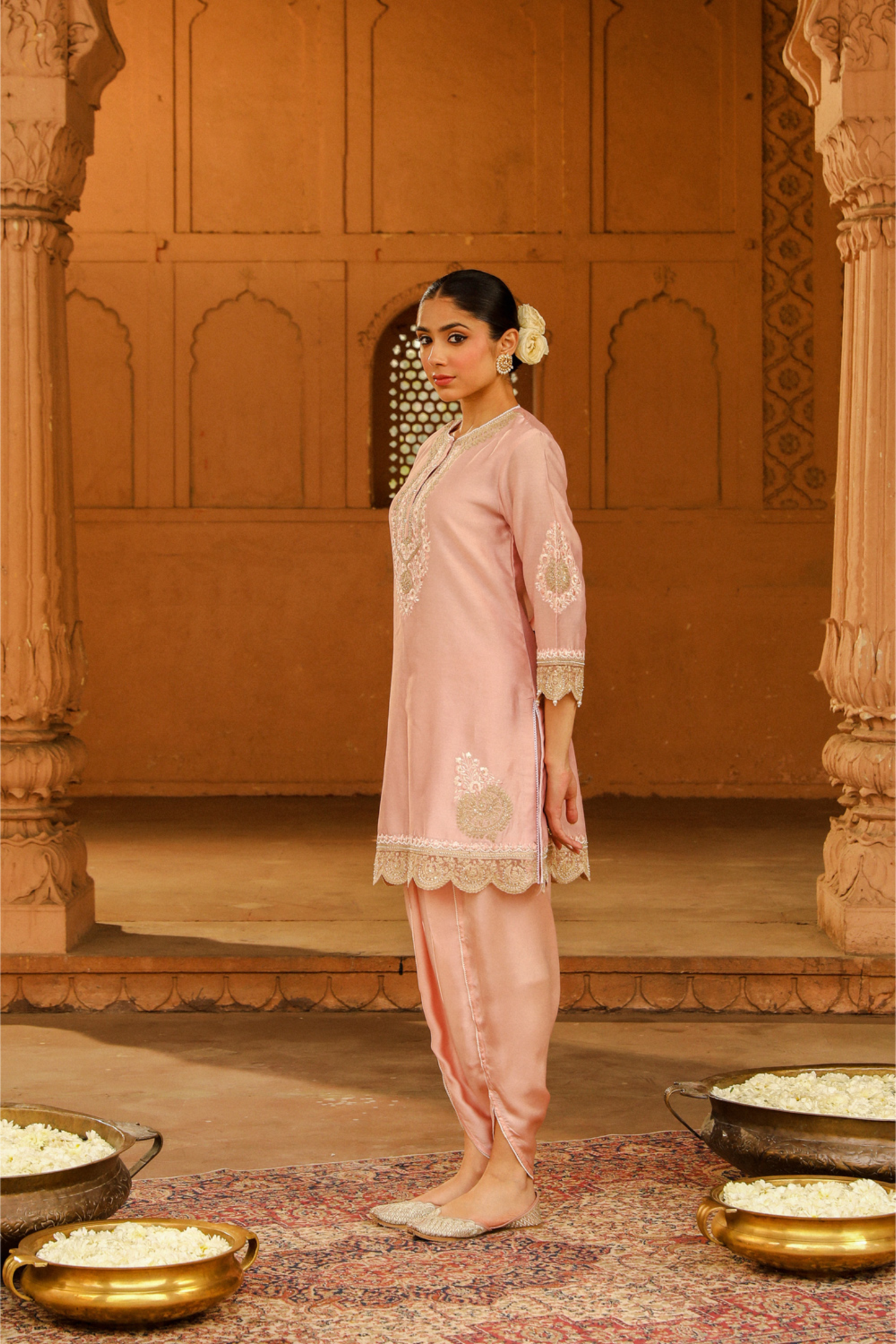 Ernika Short kurta with dhoti - Blush Pink