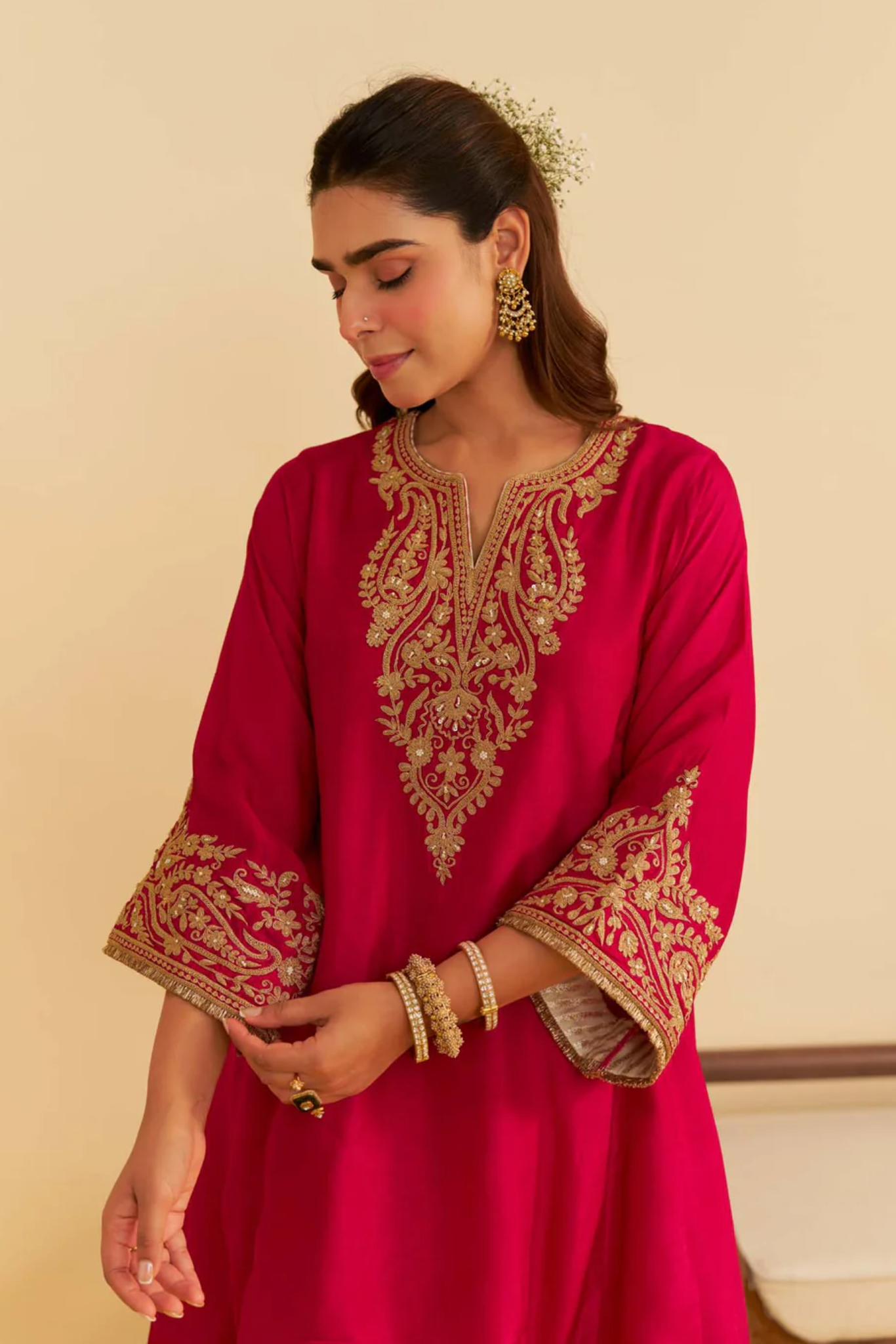 Marwa - Hotpink Short Chauga With Salwar