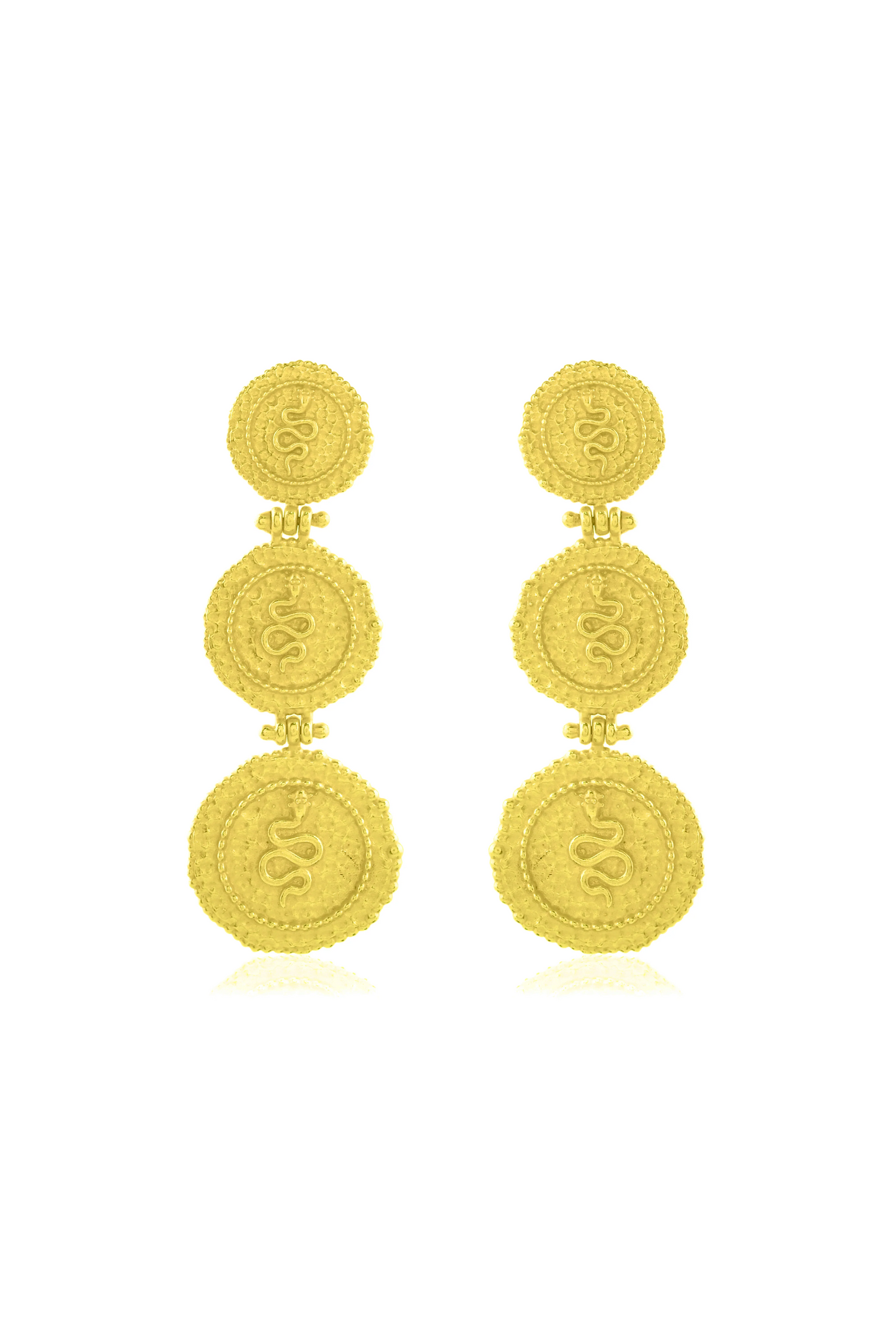Triple Snake Coin Charm Earrings