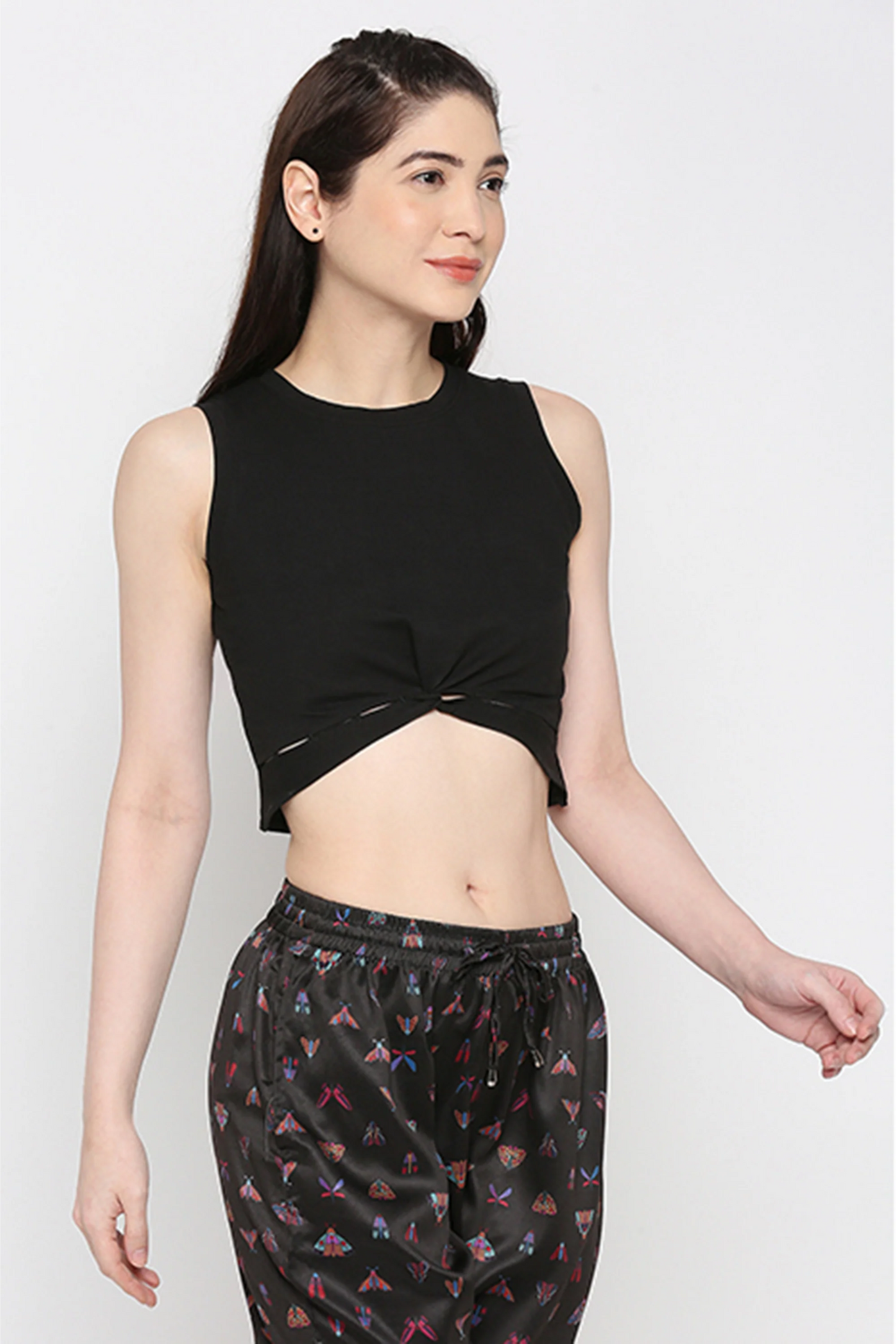 Black Twisted Crop Top