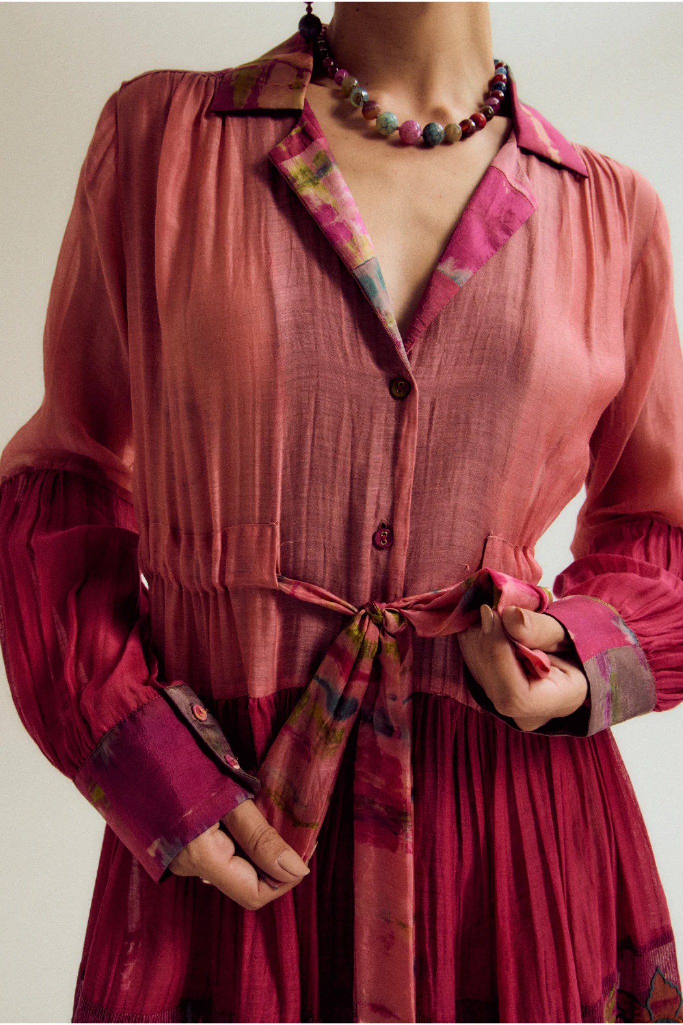 Wisteria Dress - Fuchsia / Peach
