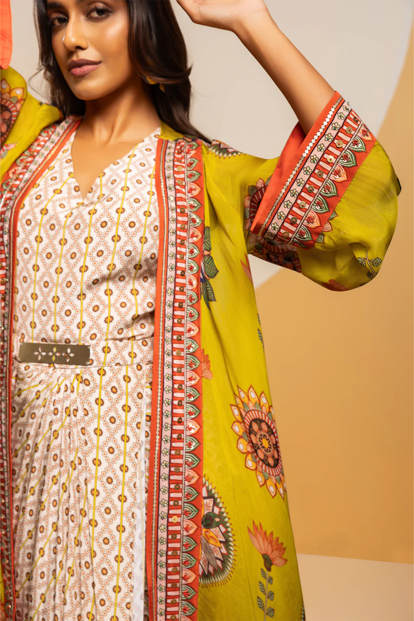 Taarani embellished  drape dress set