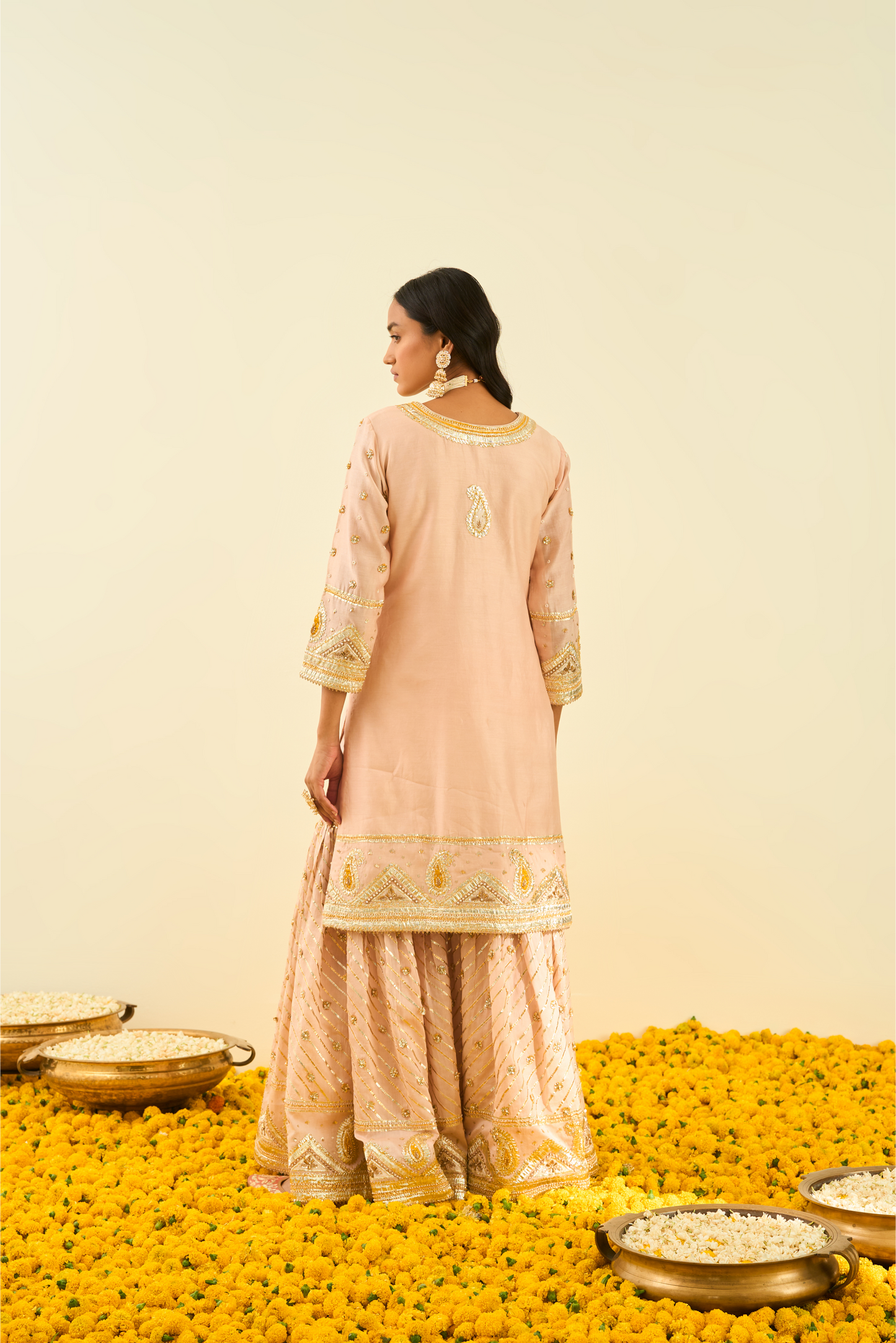 Shafna Kurta with Garara and Dupatta - Rose Pink