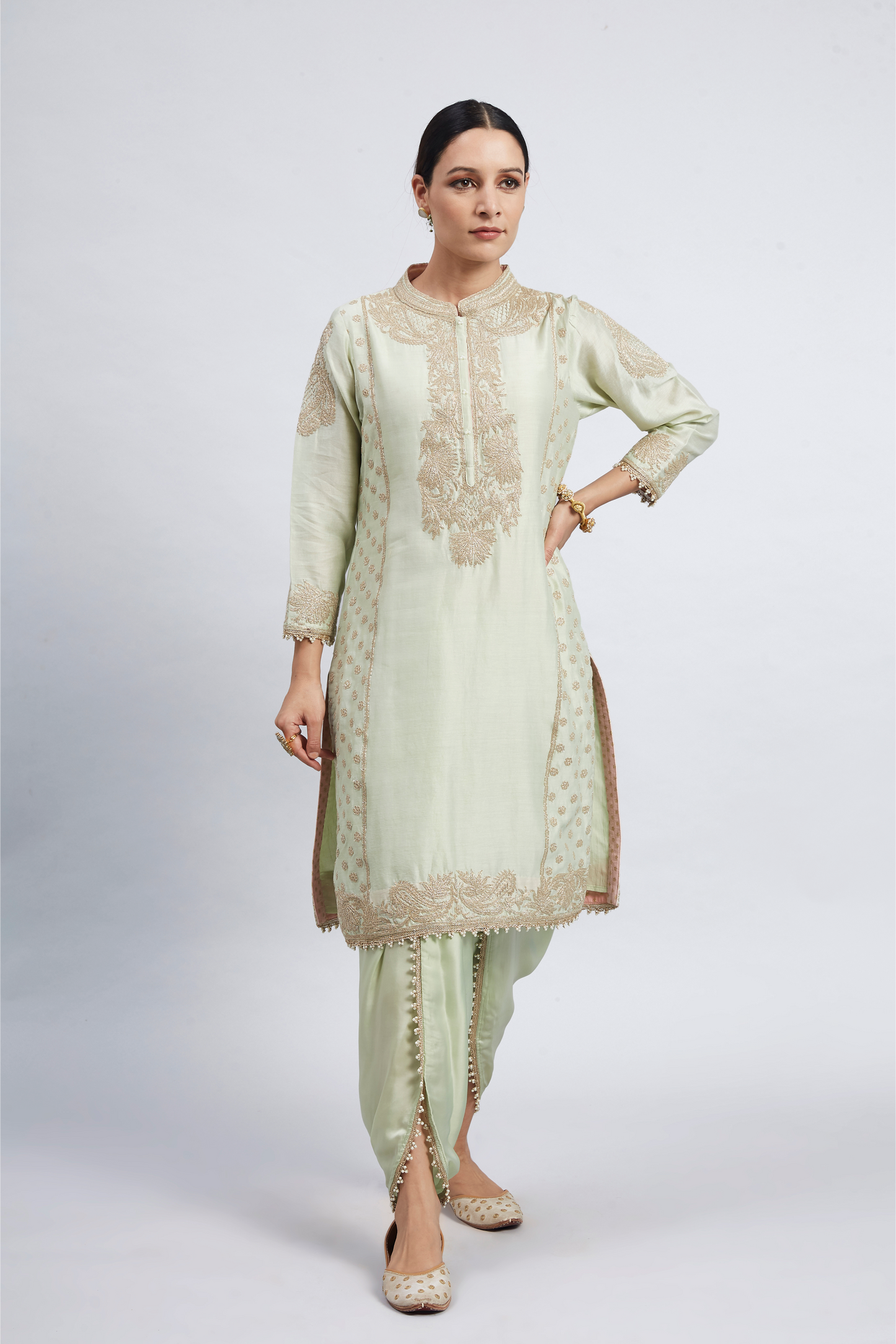 Aabish Embroidered Kurta Set - Mint Green