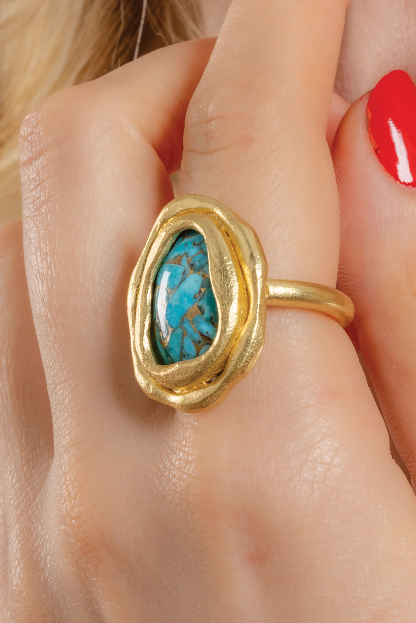 Chunky Copper Turquoise Ring