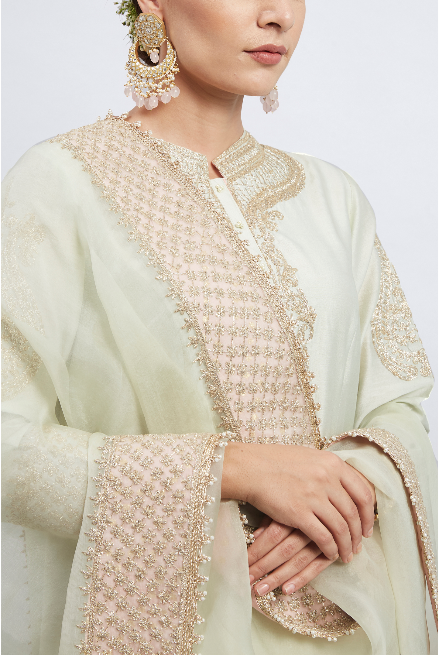 Rabhya Tilla Embroidered Kurta Set - Mint Green