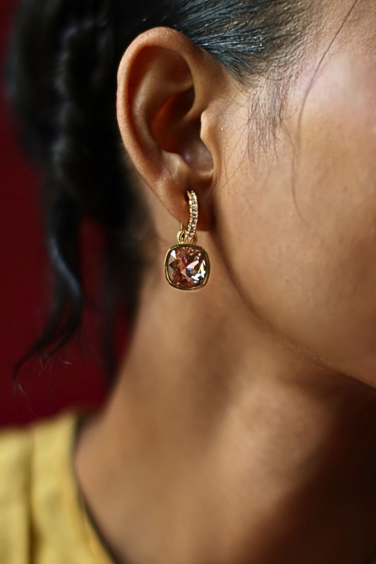 The Shift Earrings - Champagne and crystal