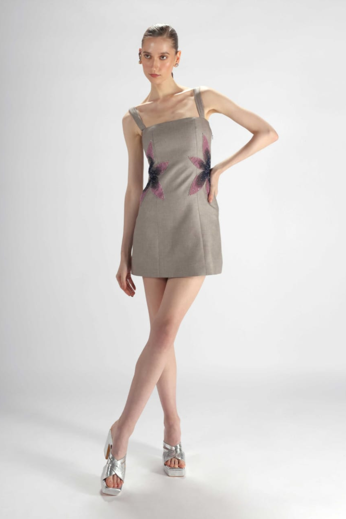 Grey Embroidered Dress