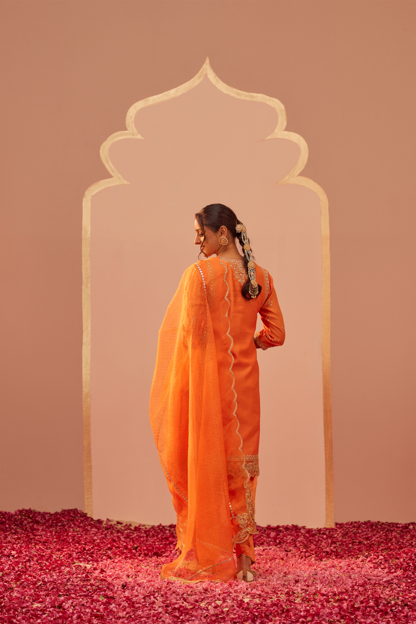 Aaima Kurta Salwar Set - Tangerine Orange