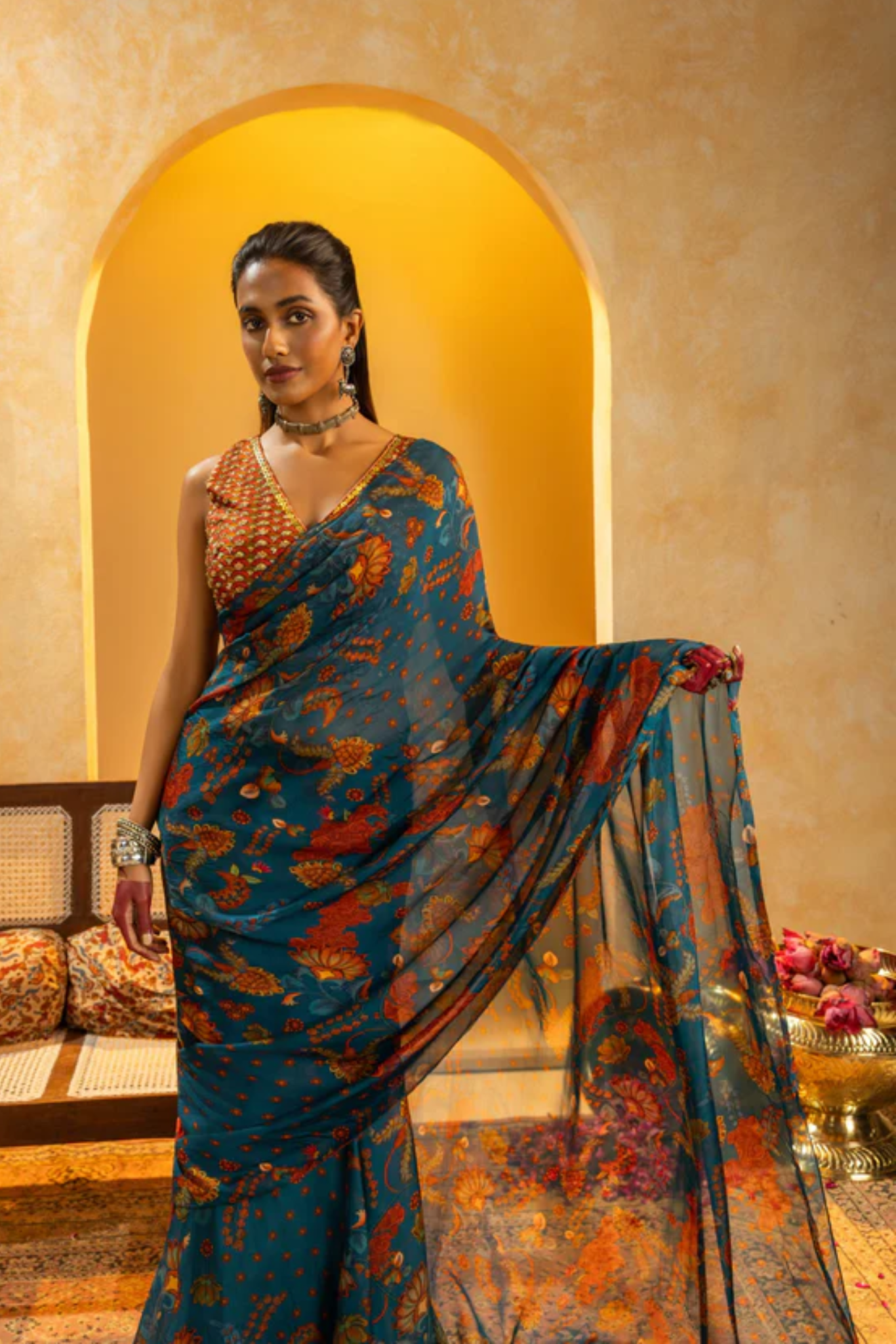 Rangtara embellished pre-stitched saree