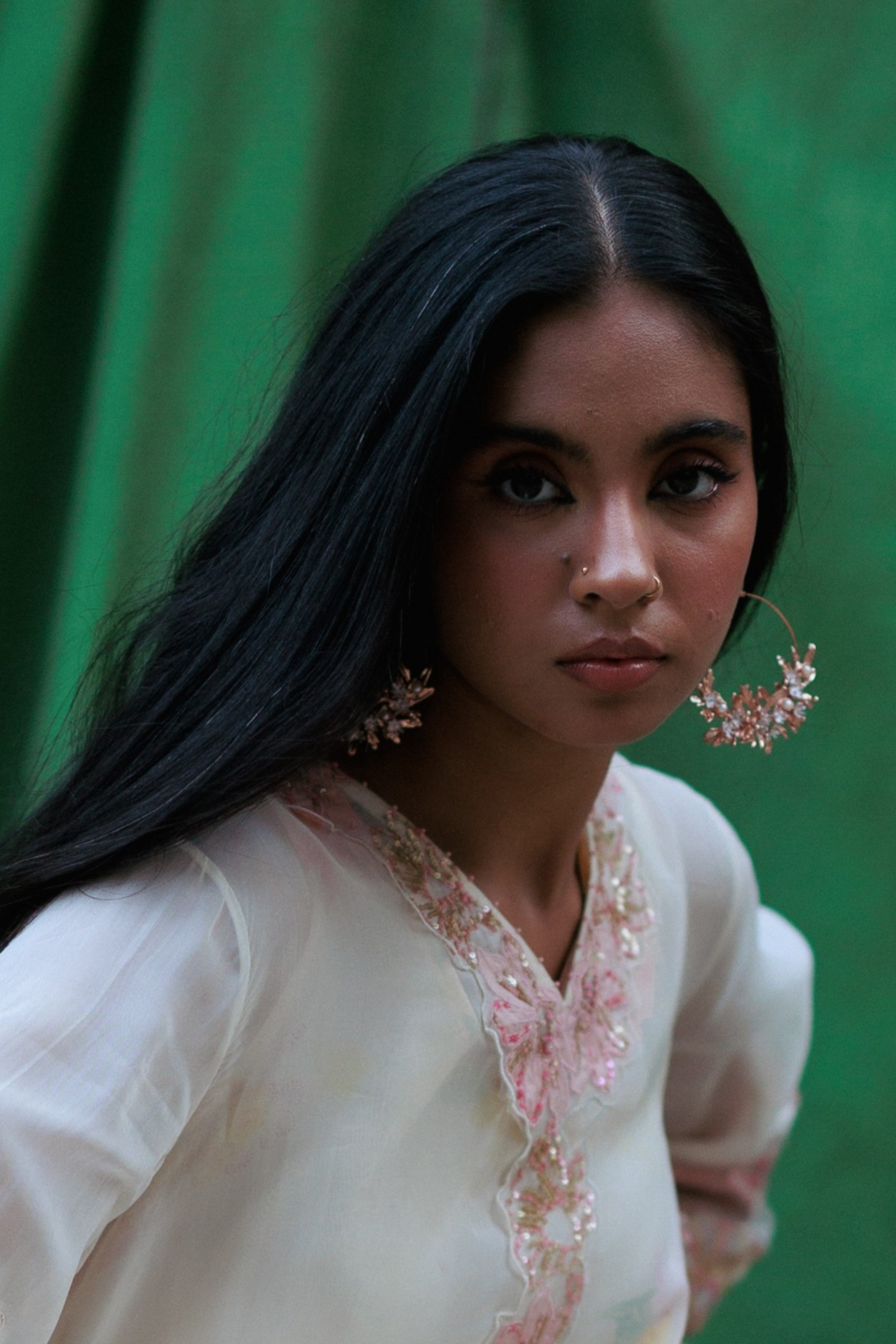 Blooming Crescent Chandbali Earrings - Rose Gold