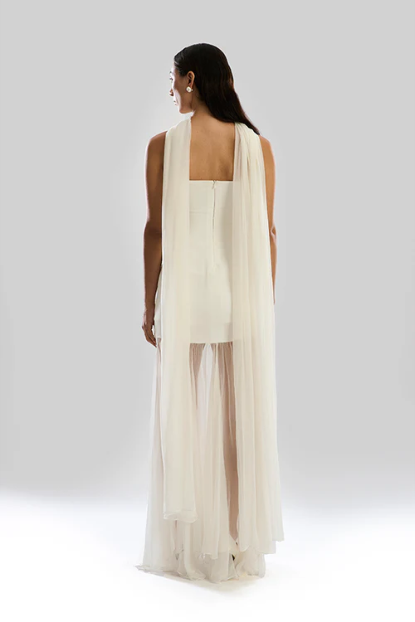 Ivory Mirage Dress with Scarf