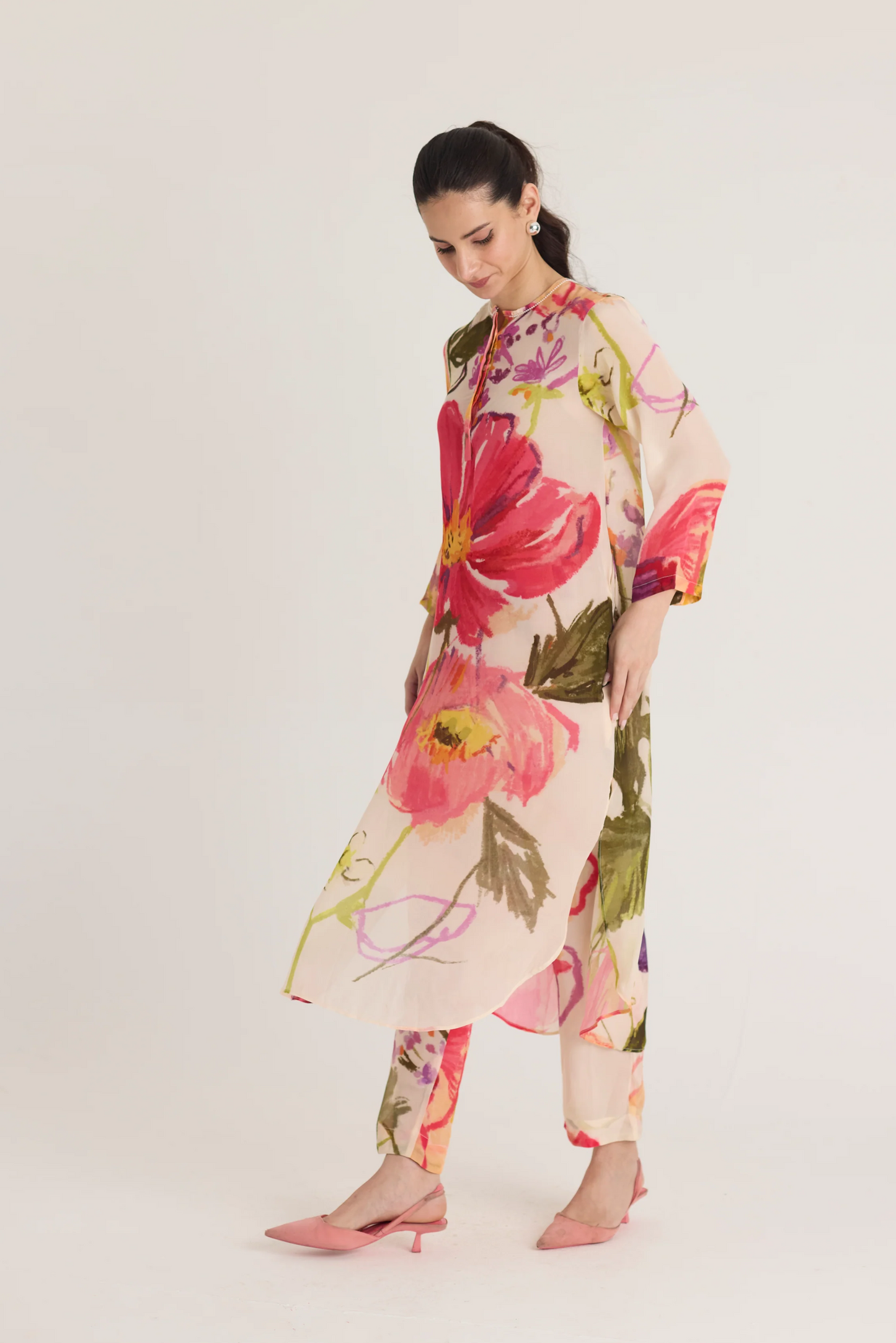 Dolly White Long Kurta Set