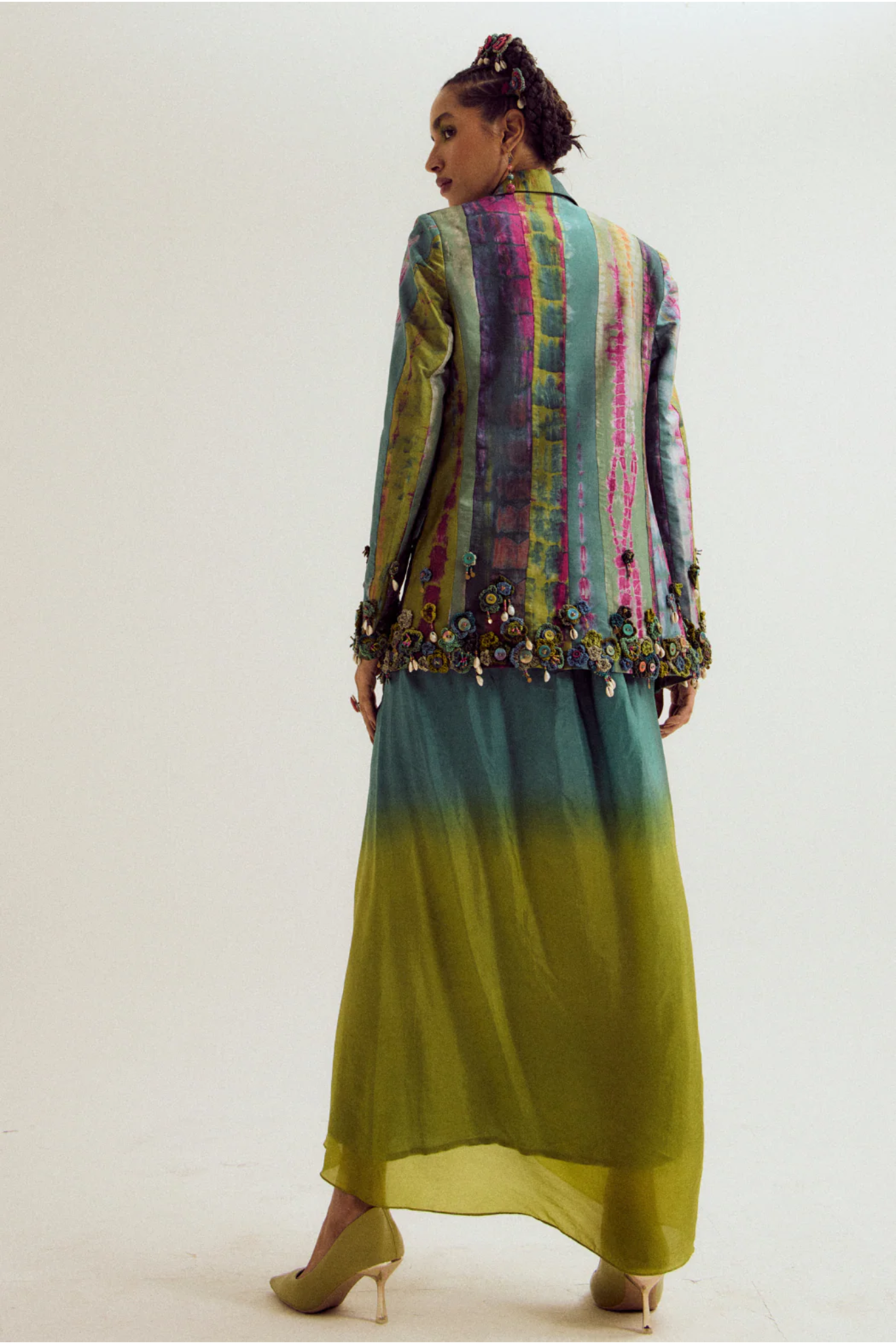 Laburnum Tie Dye Blazer- Turq / Green