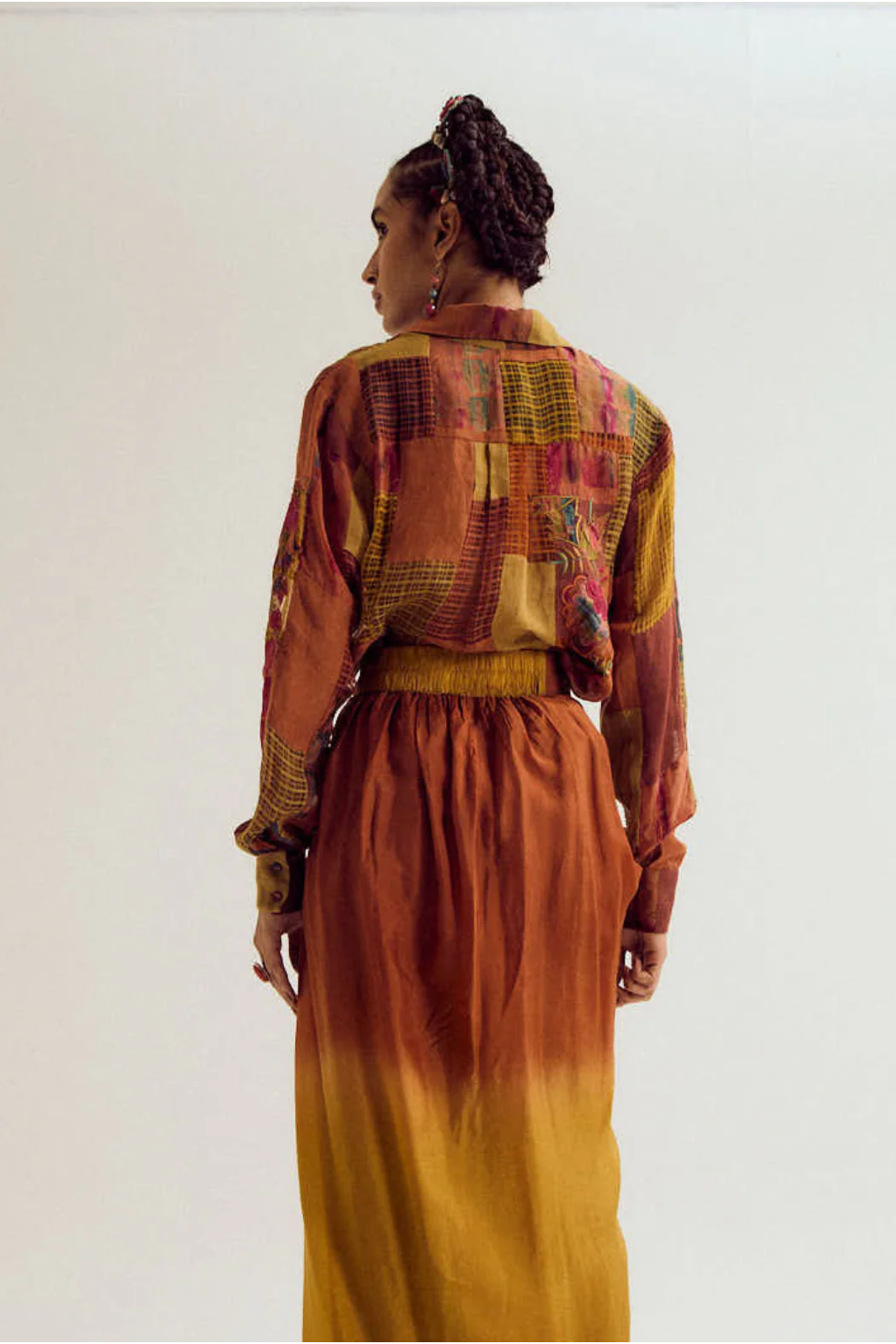 Paako patchwork shirt - Rust/Orange