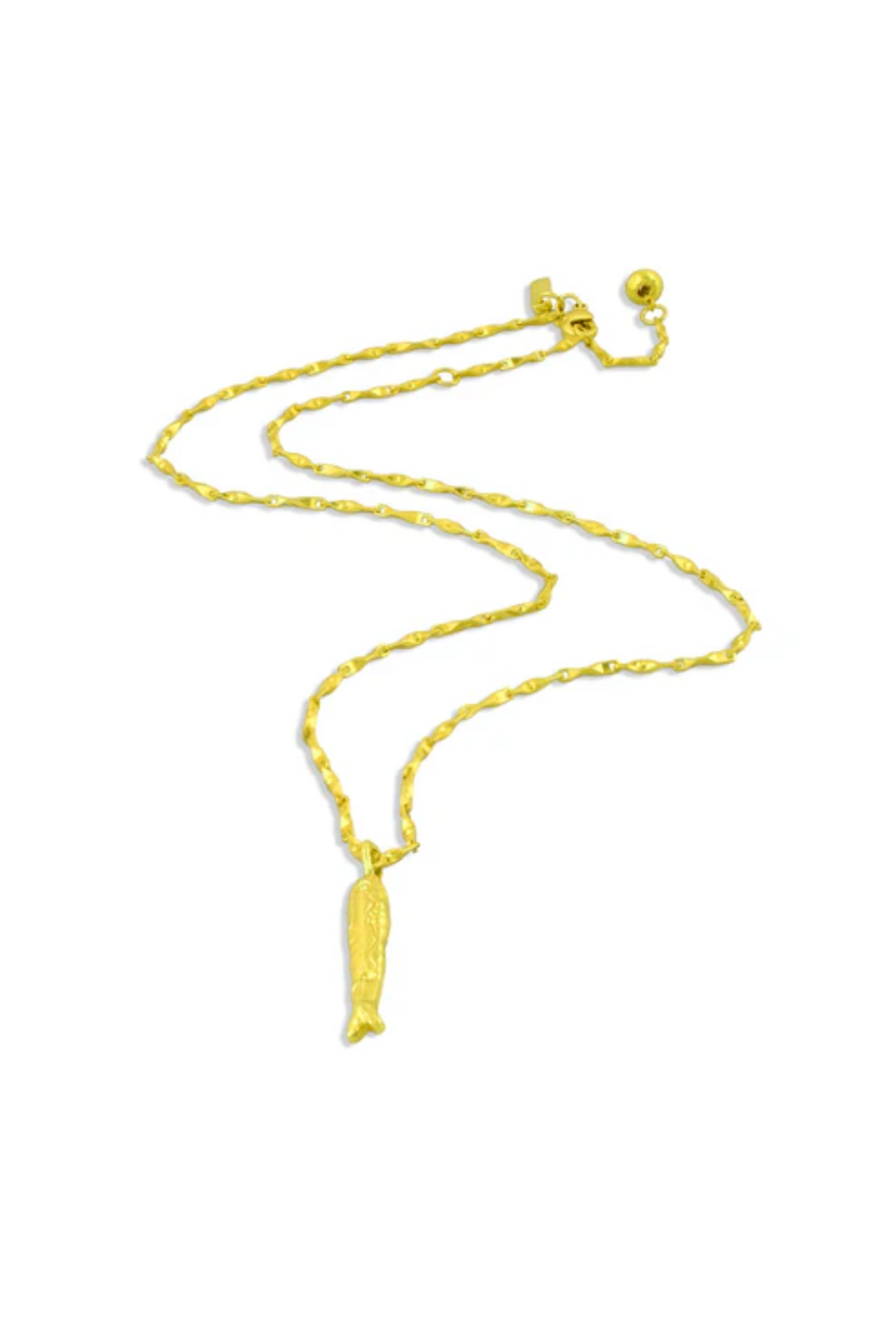 Pratapgari Textured Fish Charm Necklace