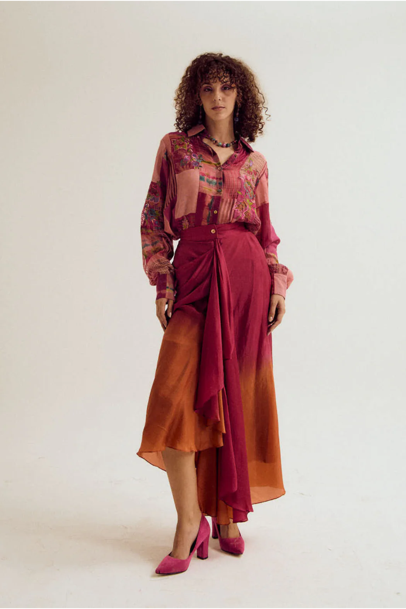 Vinca Skirt- Fuchsia/Peach