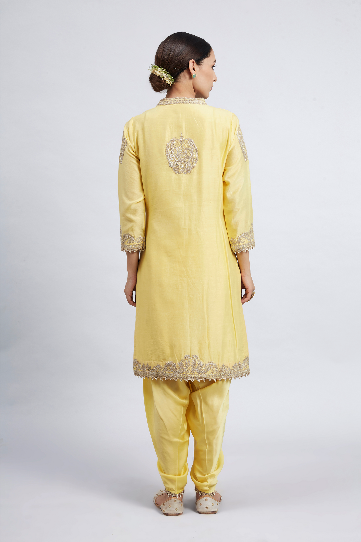 Aabisah Embroidered Kurta with Dhoti - Daffodil Yellow