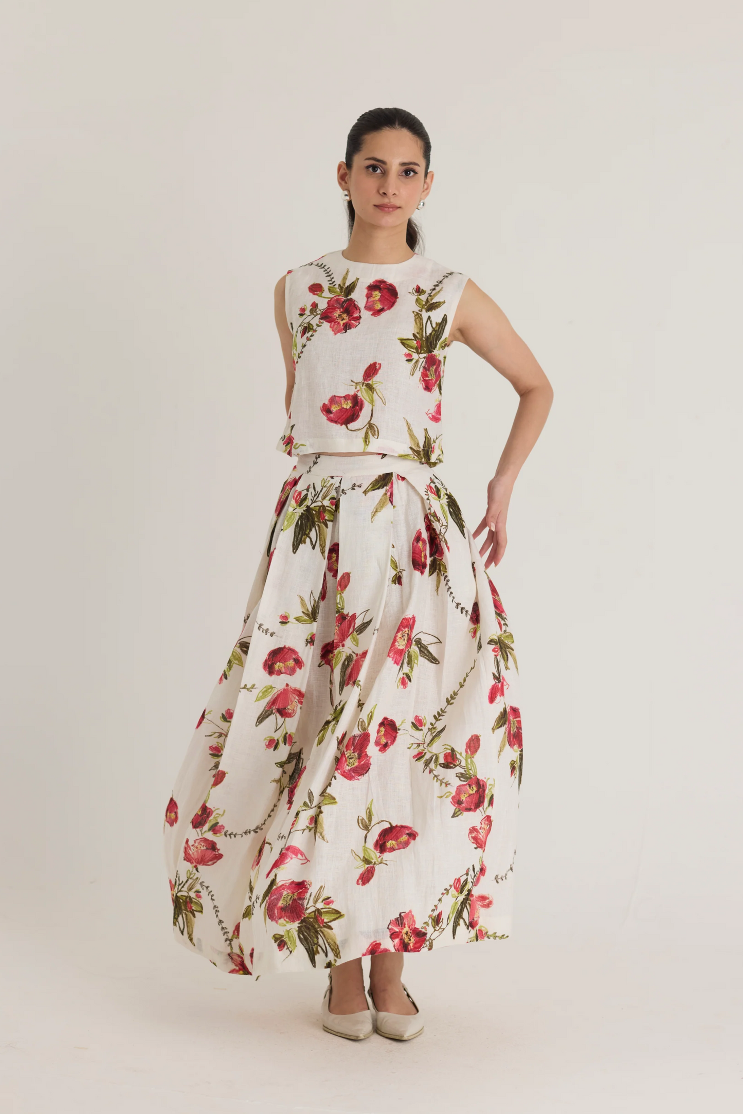 Rosita Linen Top & Skirt Set