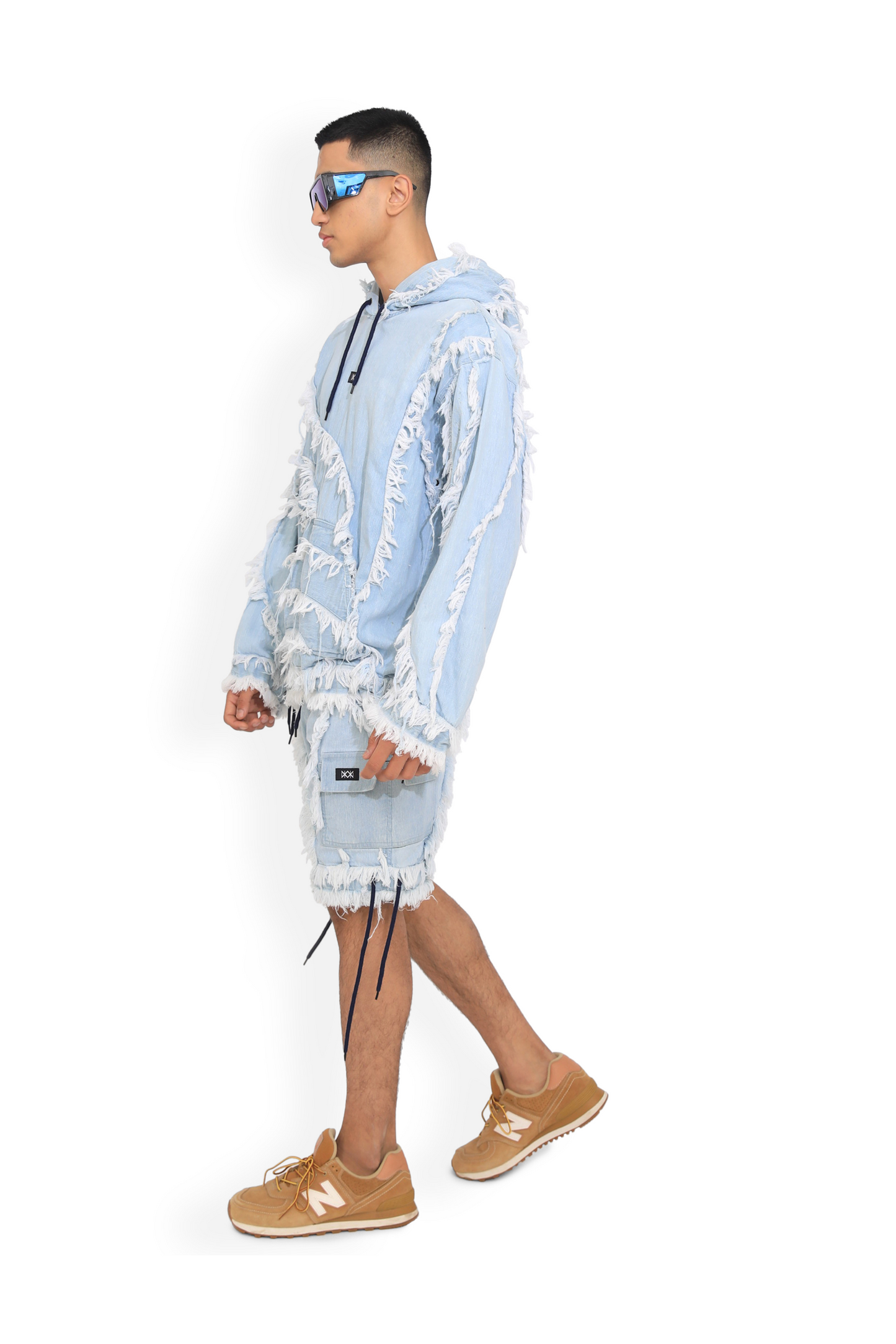 Ice Blue Distressed Hoodie