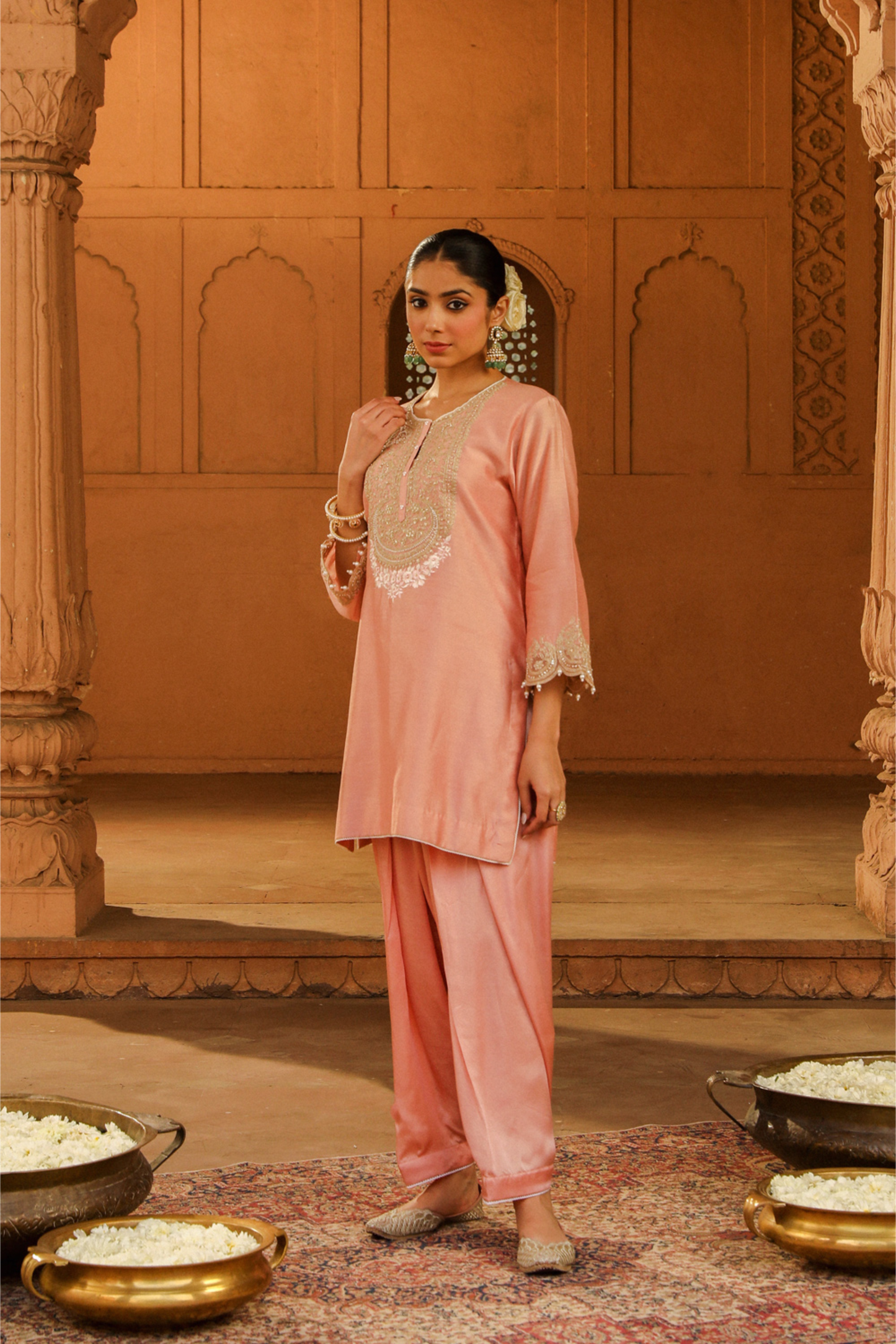 Arisa Short kurta with salwar - Off Rose