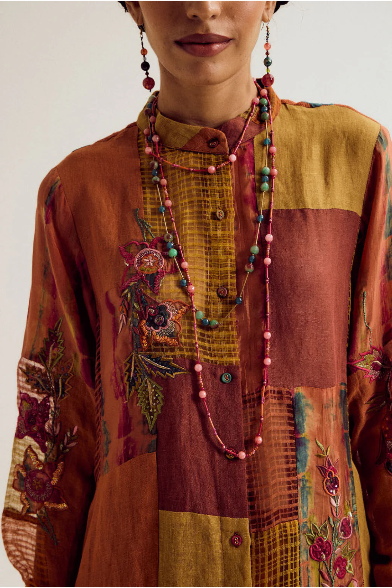 Shrub Rose Patchwork Co-ord Set- Rust / Orange