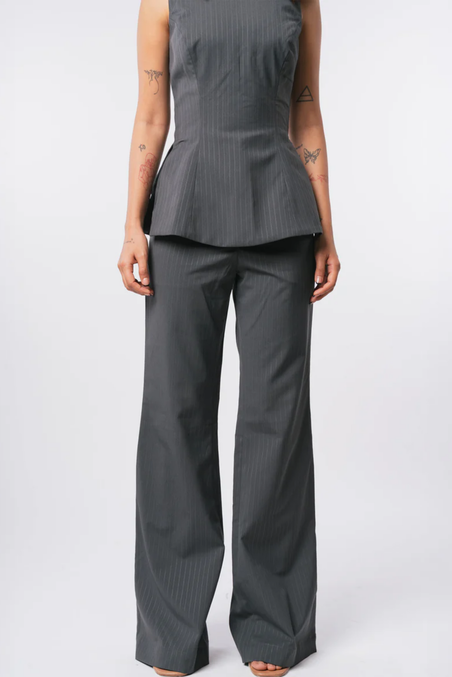 Pinstripe Trousers - Grey