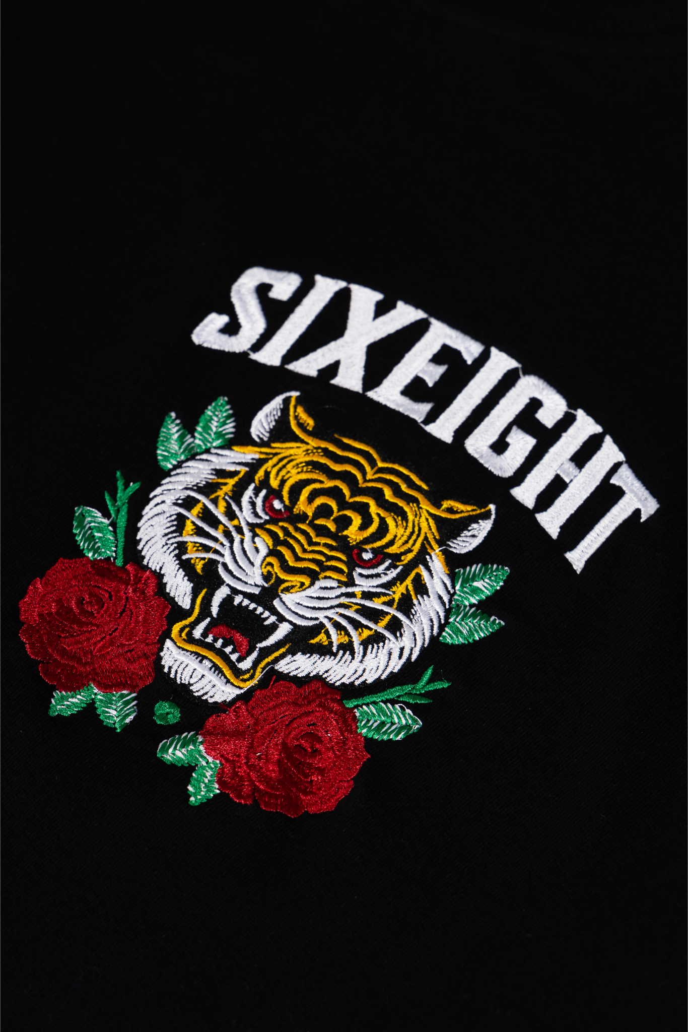 Roze Claw Black French Terry Cotton Embroidered Tee